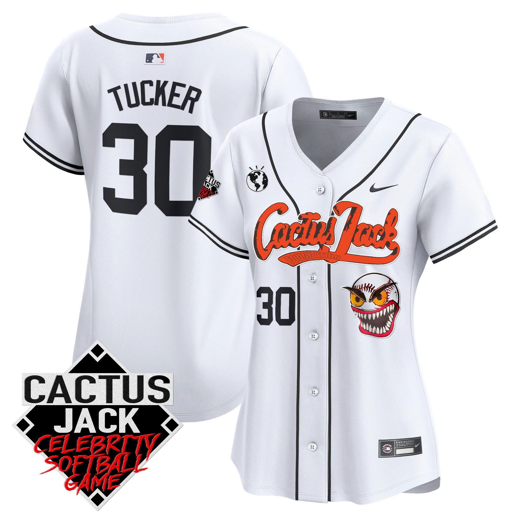 Kyle Tucker Women's Houston Astros Cactus Jack Celebrity Softball Game Patch Vapor Premier Limited White Jersey - All Stitched