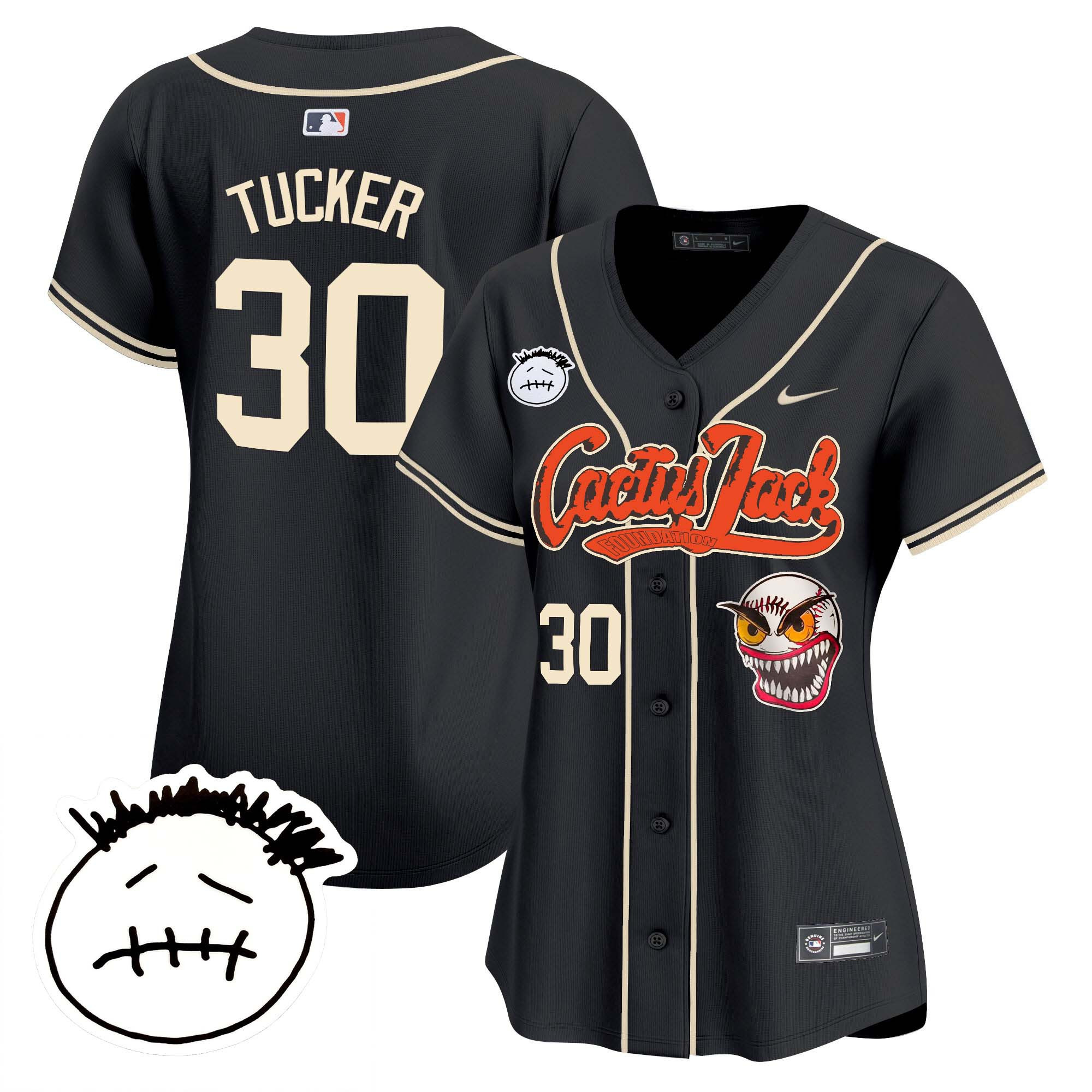Kyle Tucker Women's Houston Astros Cactus Jack Patch Vapor Premier Limited V3 Black Jersey - All Stitched