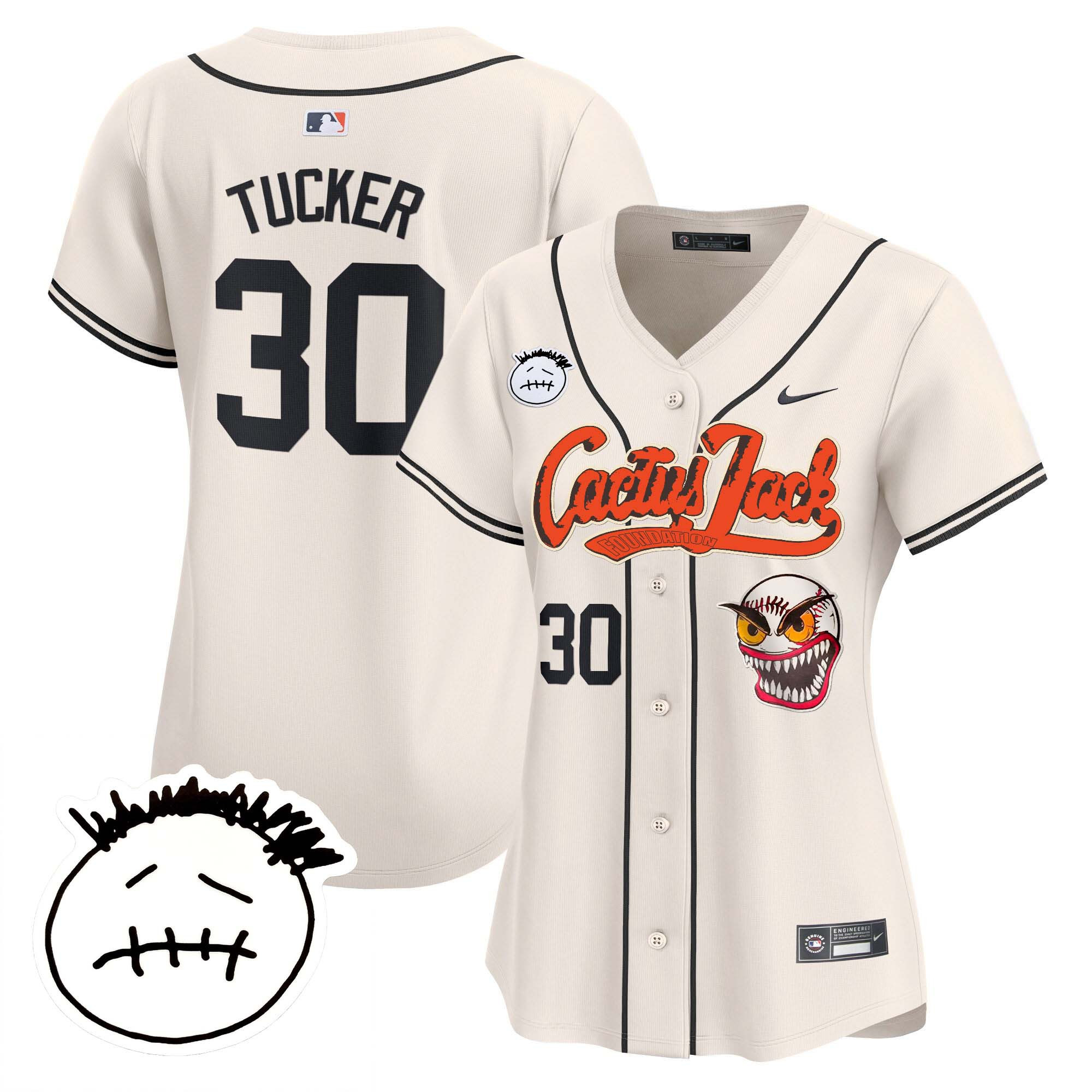 Kyle Tucker Women's Houston Astros Cactus Jack Patch Vapor Premier Limited V3 Cream Jersey - All Stitched