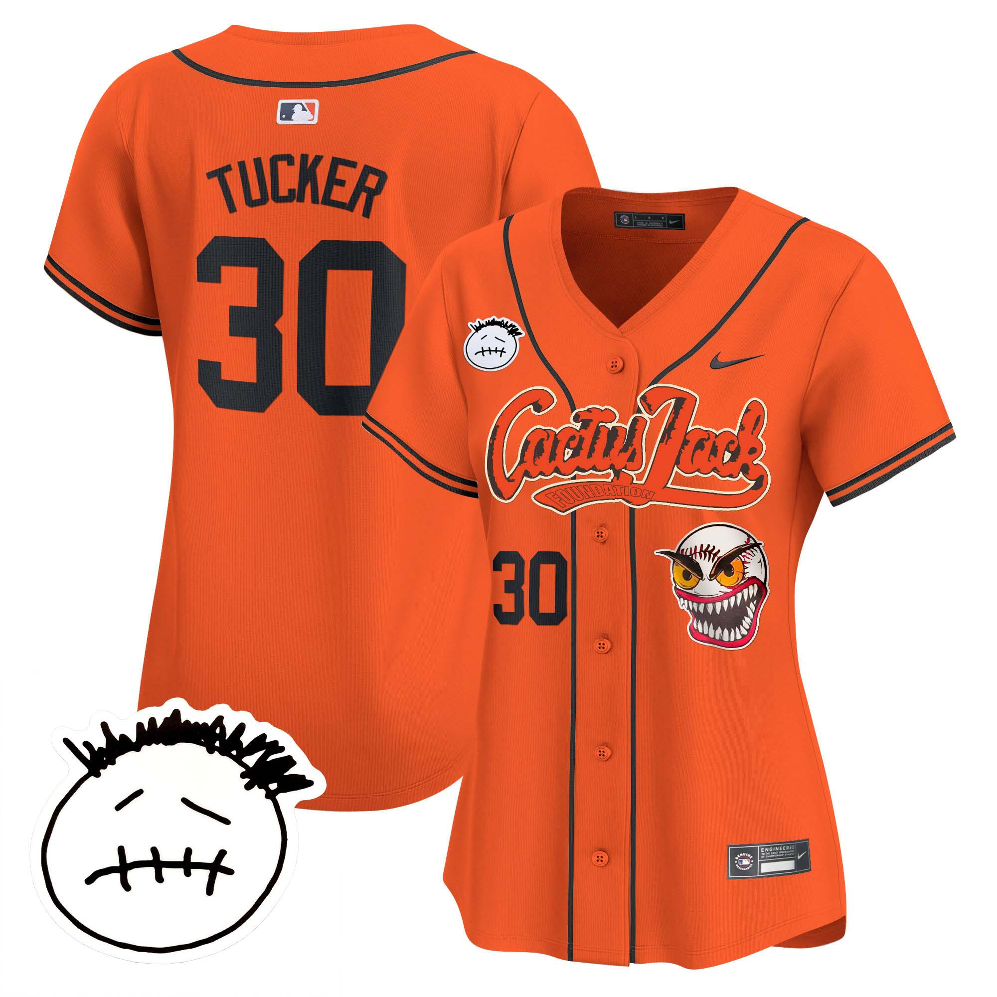 Kyle Tucker Women's Houston Astros Cactus Jack Patch Vapor Premier Limited V3 Orange Jersey - All Stitched