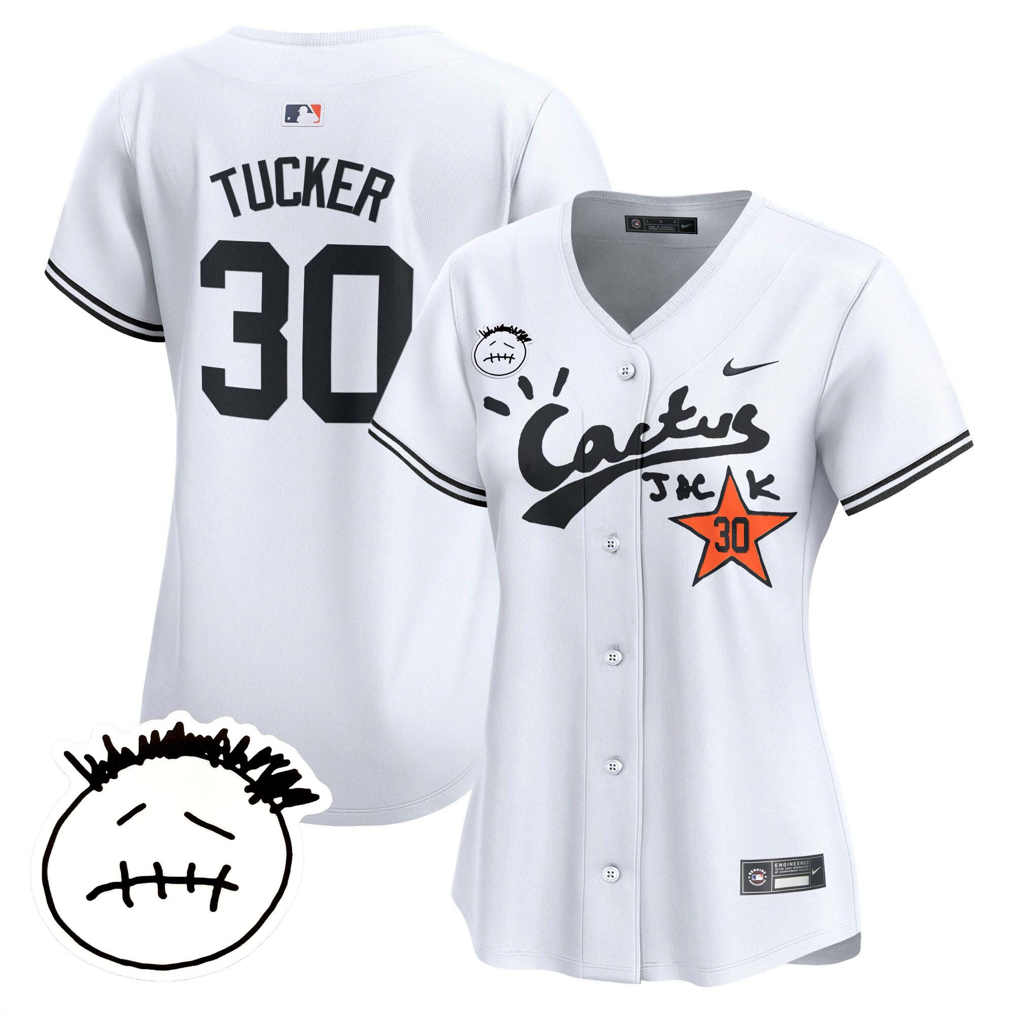 Kyle Tucker Women's Houston Astros Cactus Jack Patch Vapor Premier Limited V4 White Jersey - All Stitched