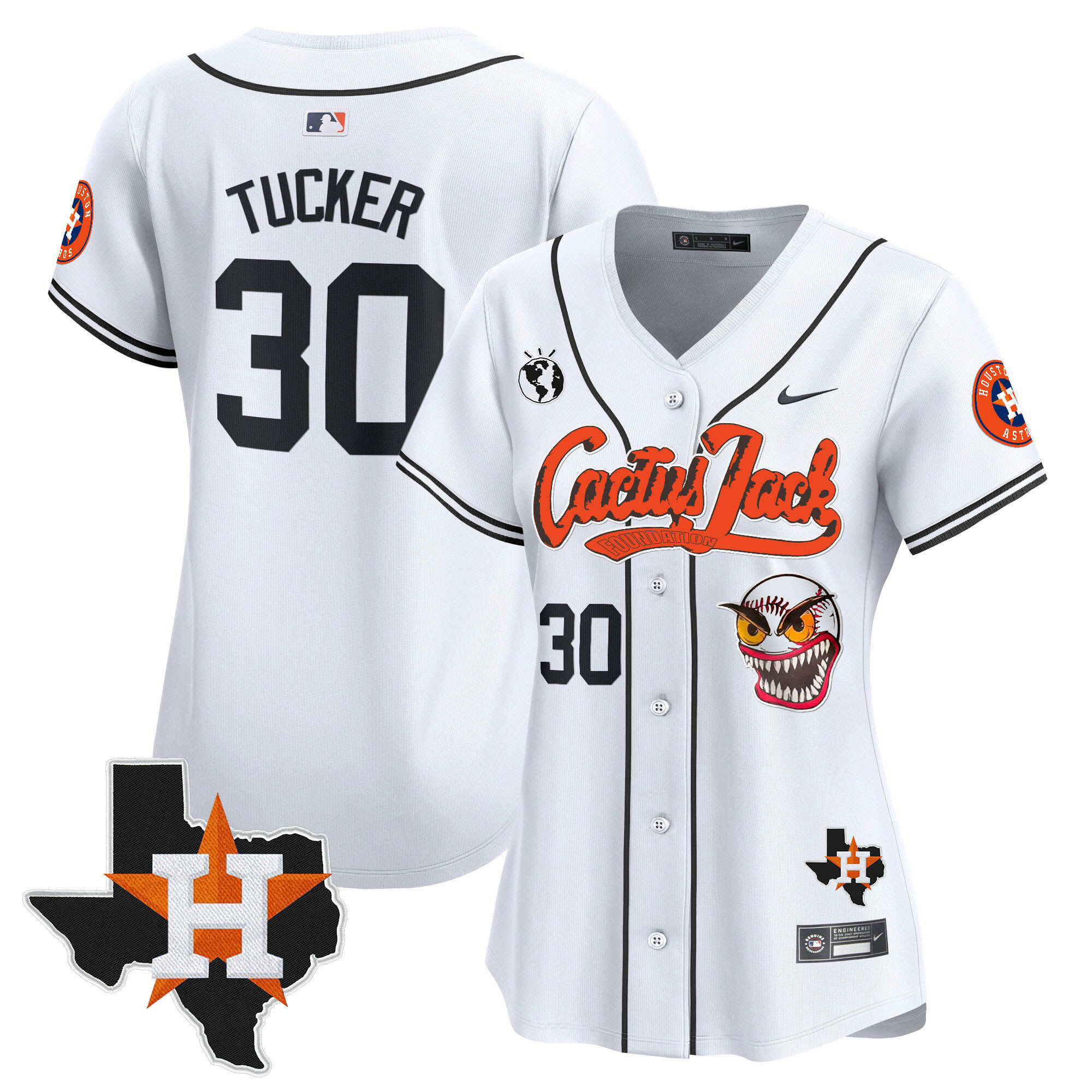 Kyle Tucker Women's Houston Astros Cactus Jack Patch Vapor Premier Limited V6 White Jersey - All Stitched