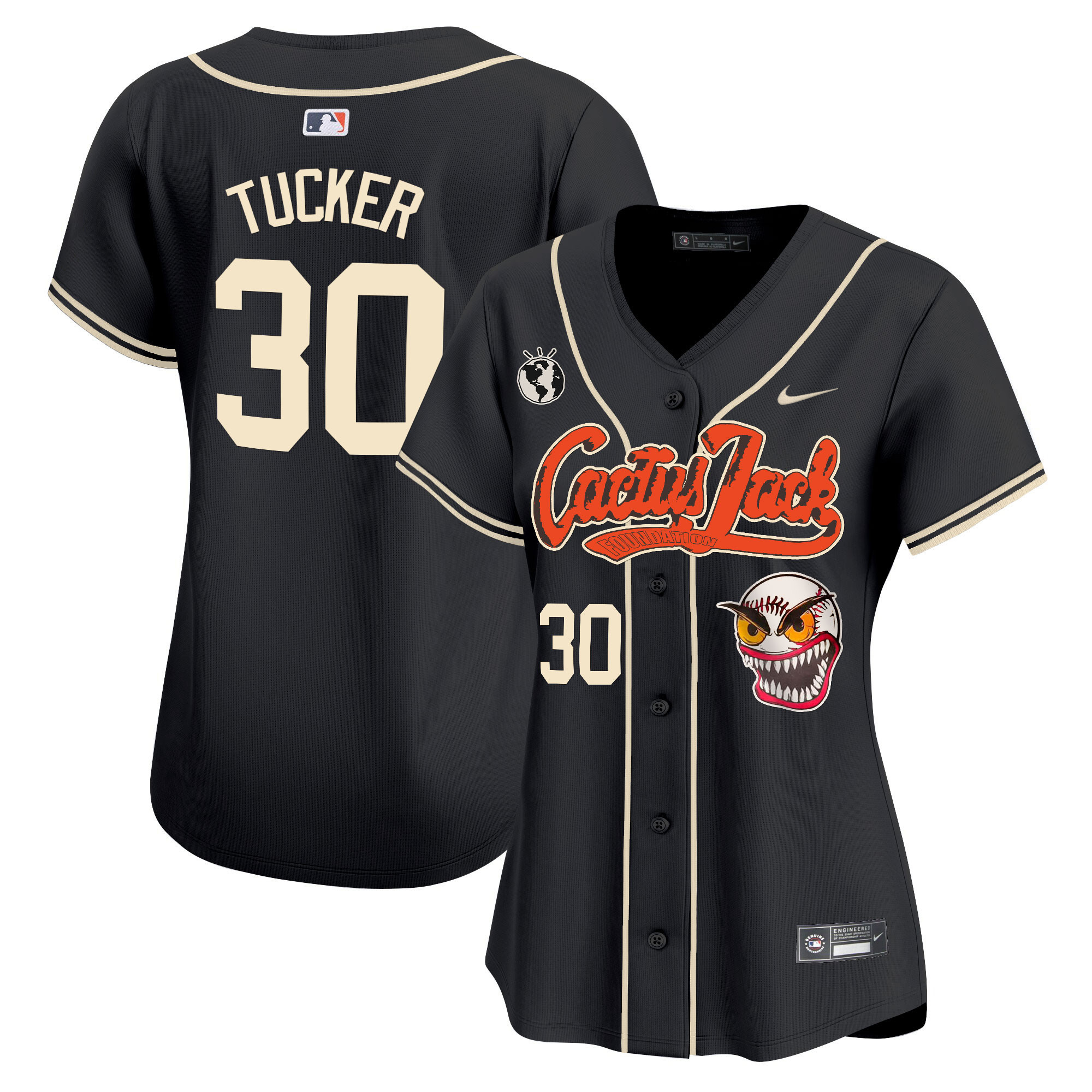 Kyle Tucker Women's Houston Astros Cactus Jack Vapor Premier Limited Black Jersey - All Stitched