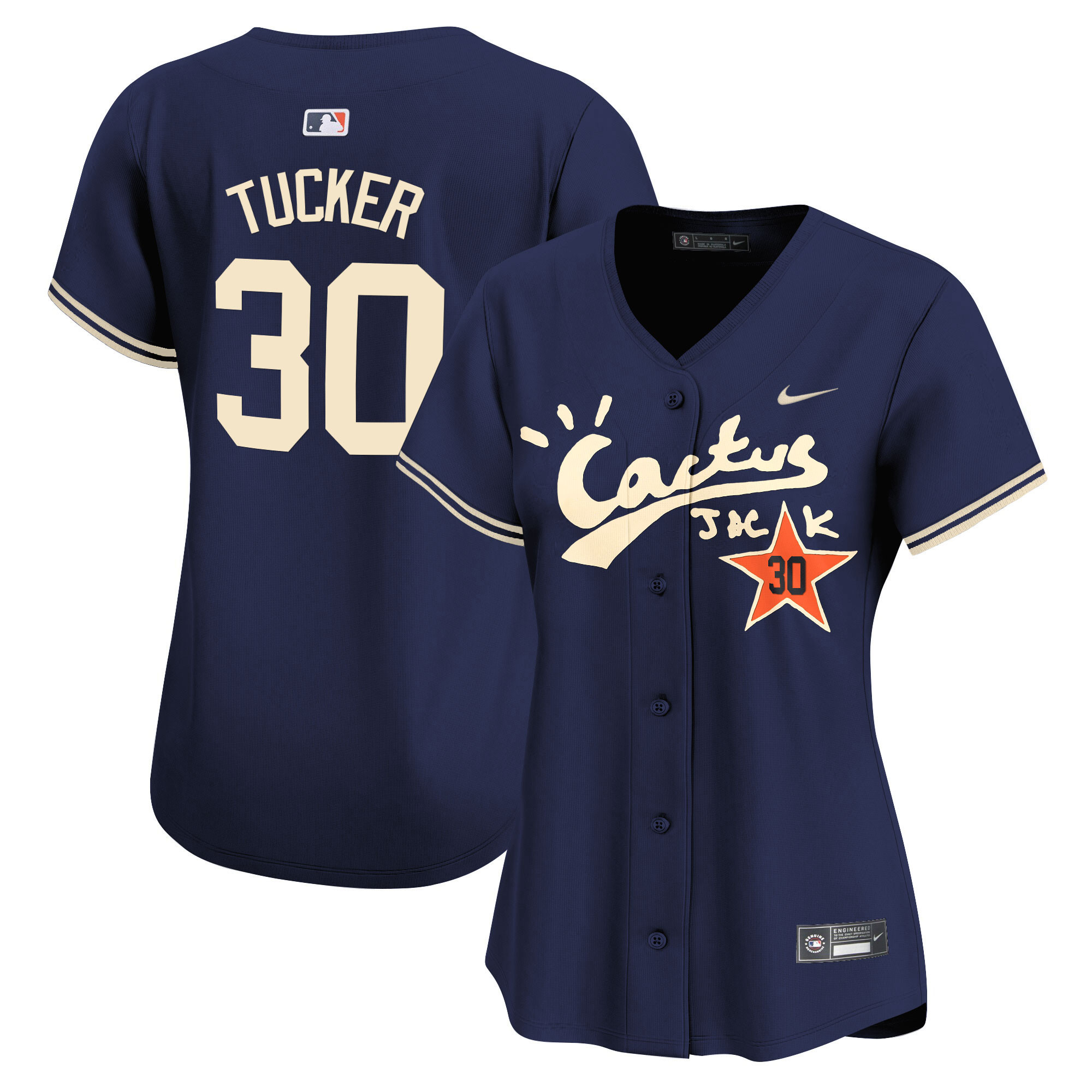 Kyle Tucker Women's Houston Astros Cactus Jack Vapor Premier Limited V2 Navy Jersey - All Stitched