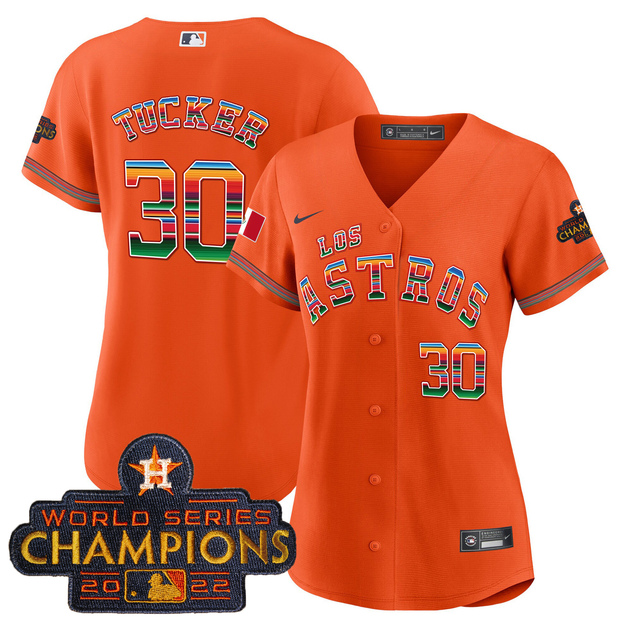Kyle Tucker Women's Houston Astros Los Houston Astros Mexico Orange Jersey - All Stitched