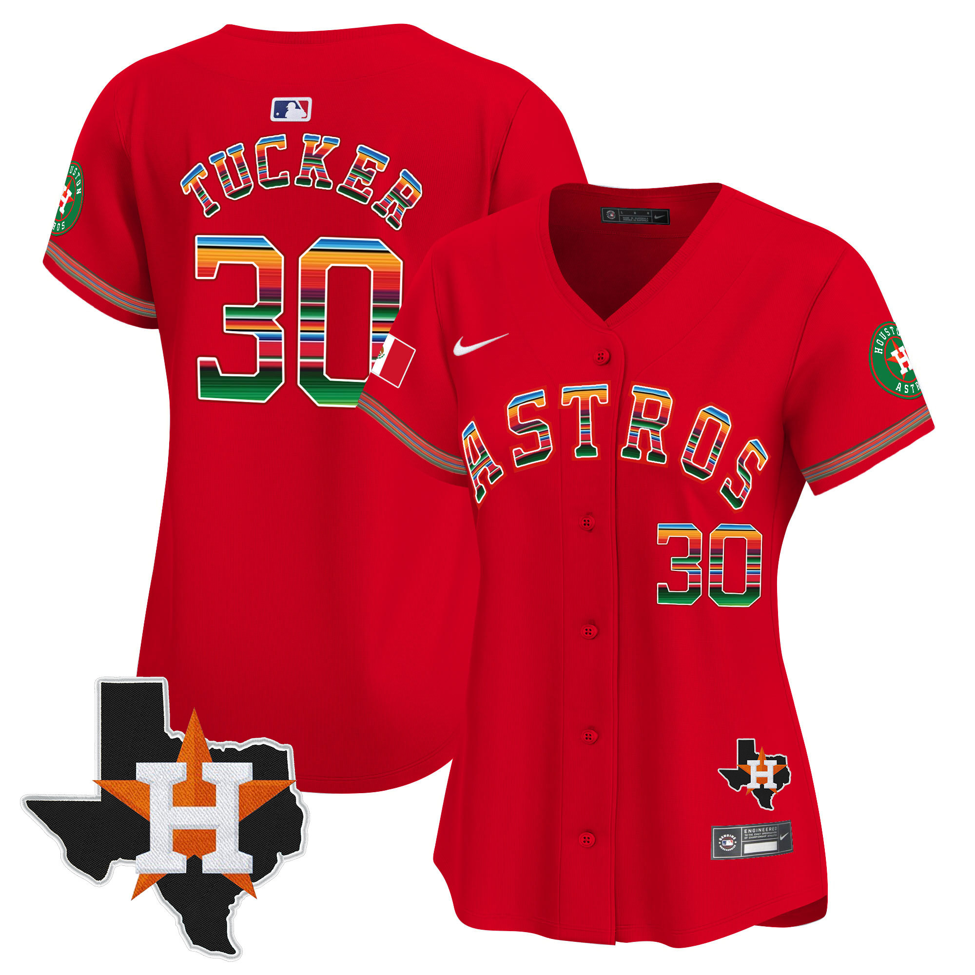 Kyle Tucker Women's Houston Astros Mexico Texas Patch Vapor Premier Limited Red Jersey - All Stitched