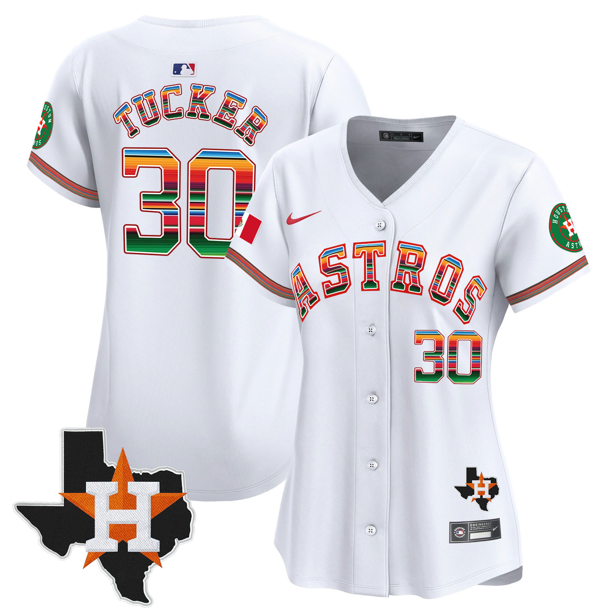 Kyle Tucker Women's Houston Astros Mexico Texas Patch Vapor Premier Limited White Jersey - All Stitched