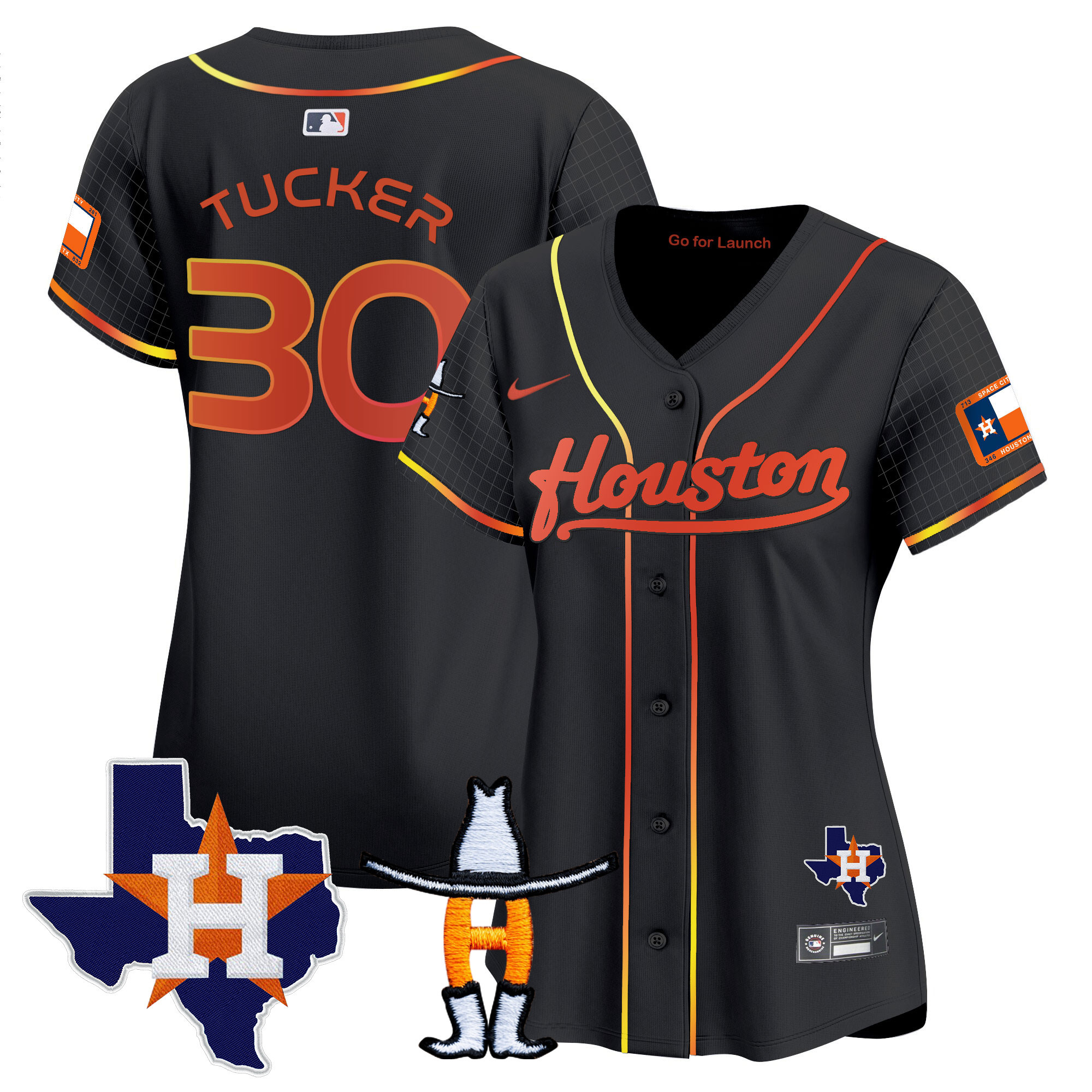 Kyle Tucker Women's Houston Astros Space City Houston Rodeo Patch Vapor Premier Limited Black Jersey - All Stitched