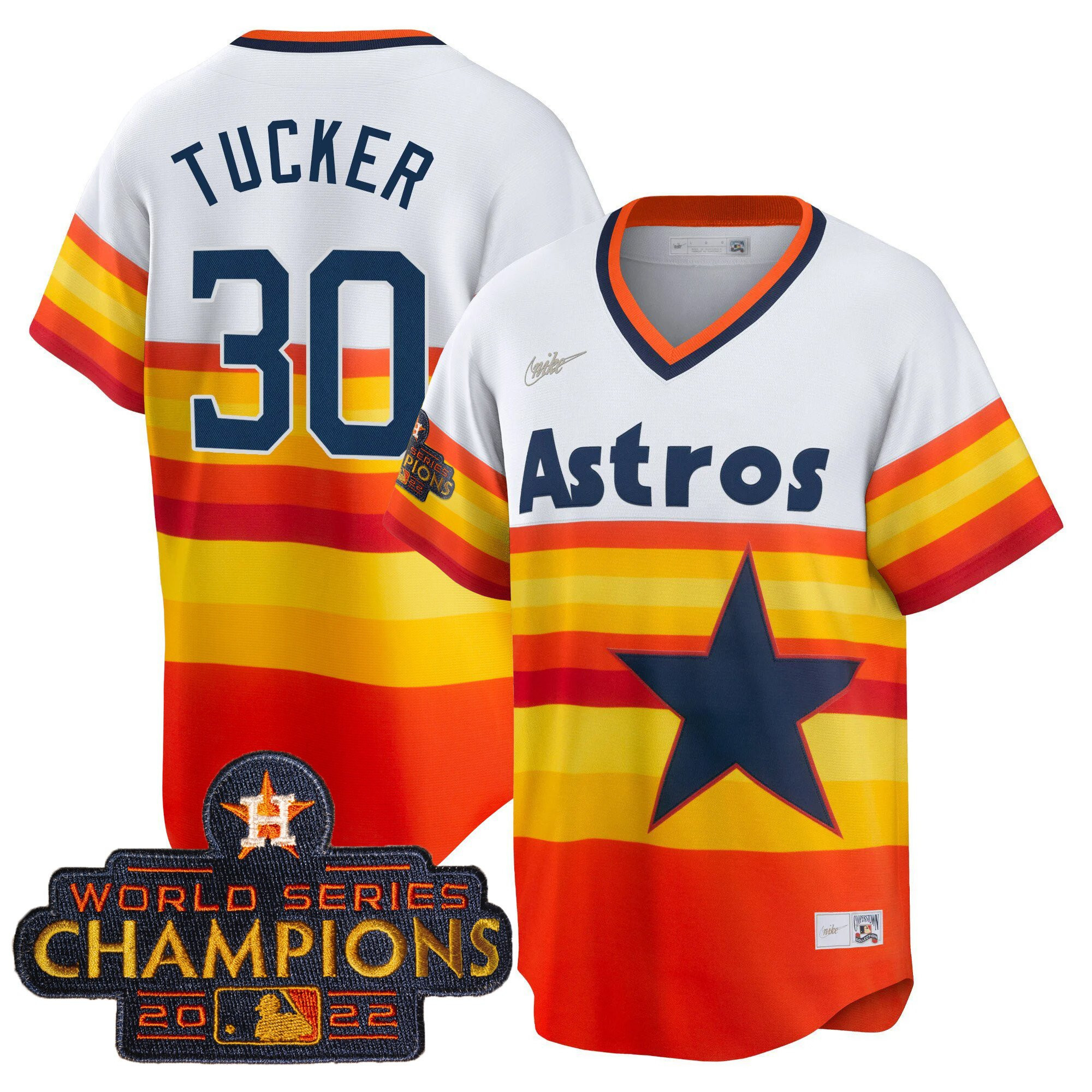 Kyle Tucker Youth's Houston Astros 2023 Gold Cool Base Collection 1980's Throwback Jersey - All Stitched