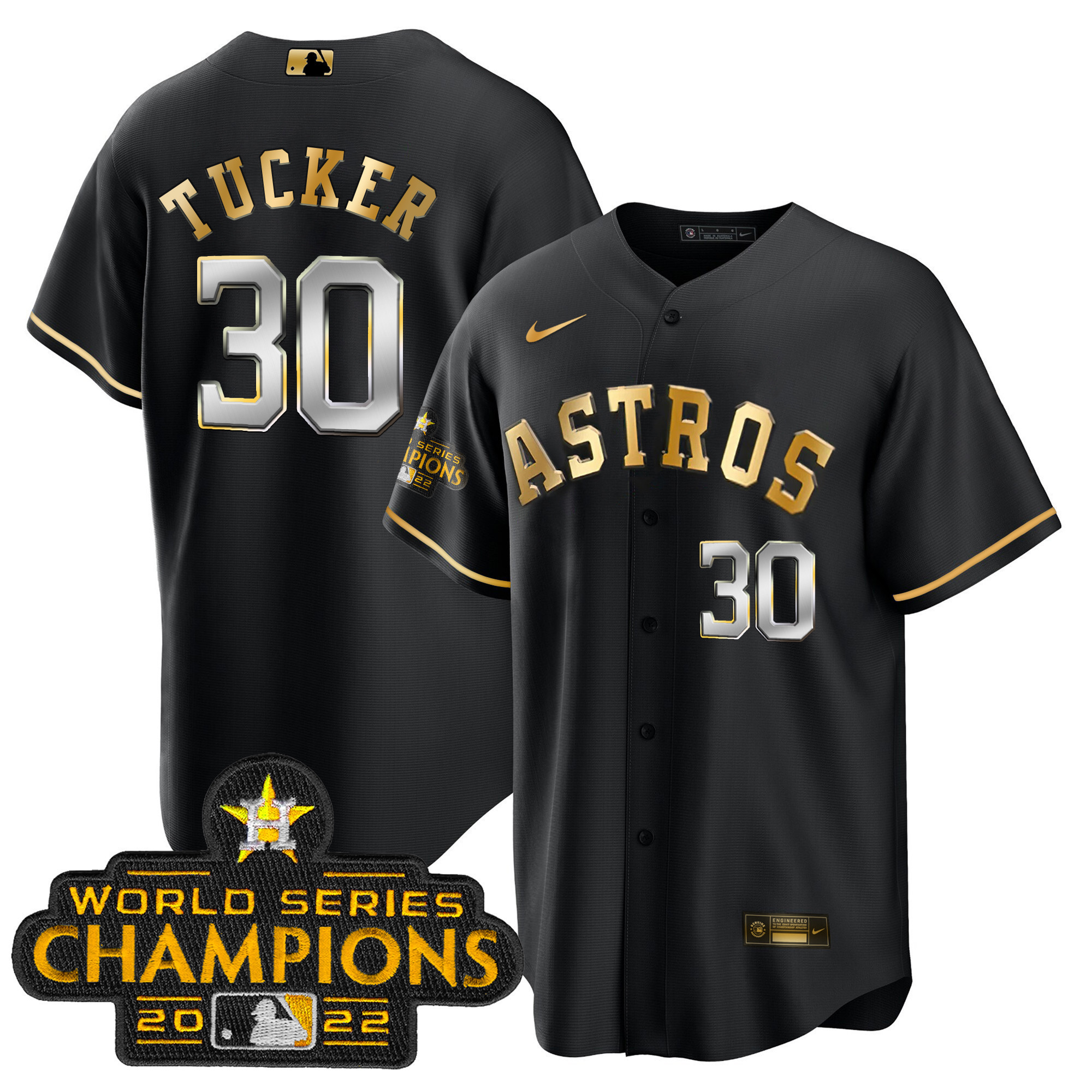 Kyle Tucker Youth's Houston Astros 2023 Gold Cool Base Collection Black Gold Jersey - All Stitched