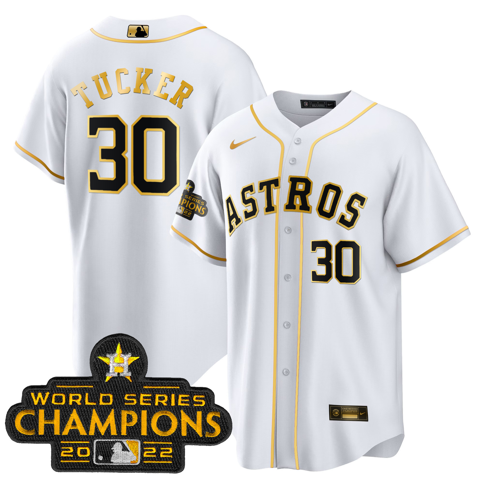 Kyle Tucker Youth's Houston Astros 2023 Gold Cool Base Collection White Gold Jersey - All Stitched