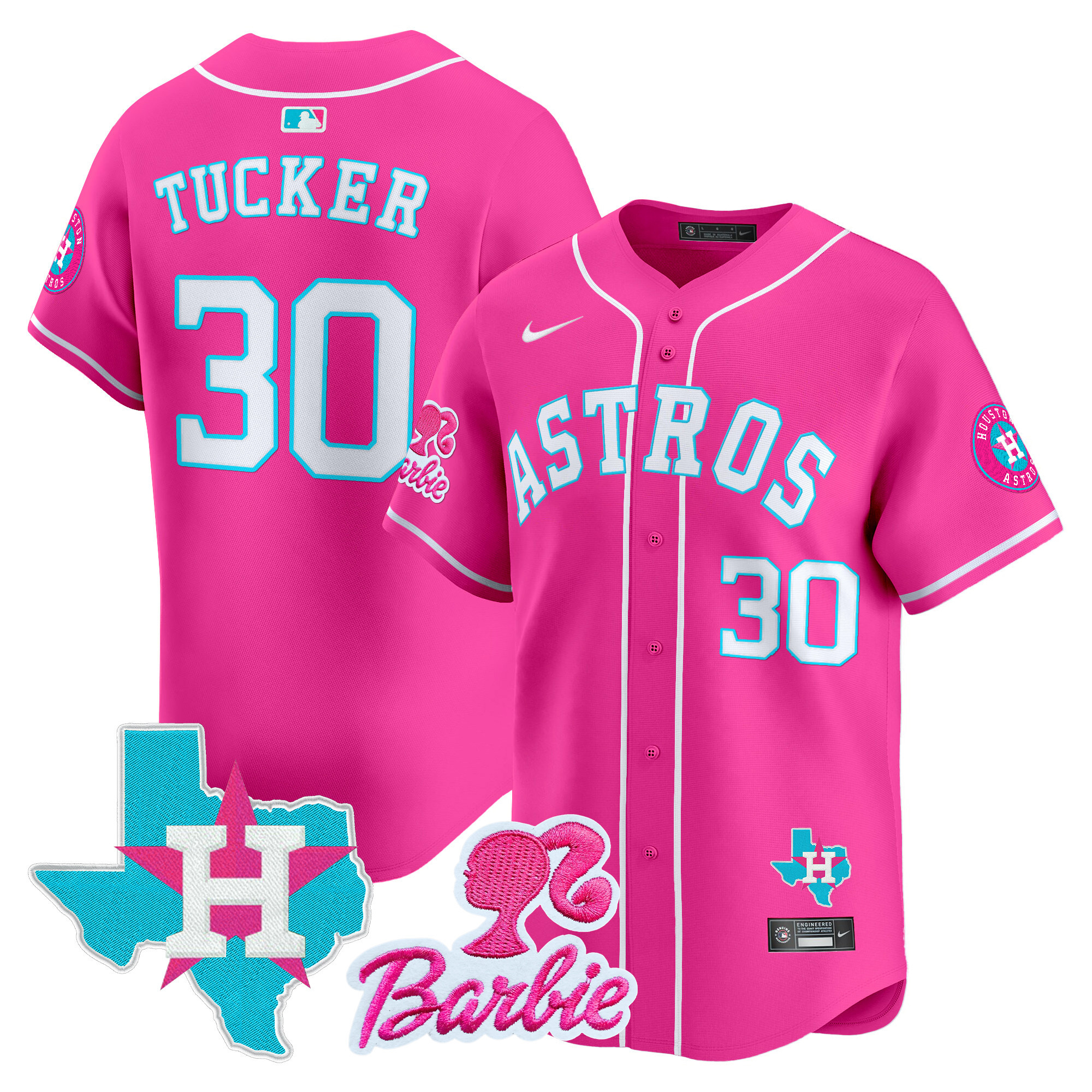 Kyle TuckerUnisex Houston Astros Barbie Patch Vapor Premier Limited Pink Jersey - All Stitched