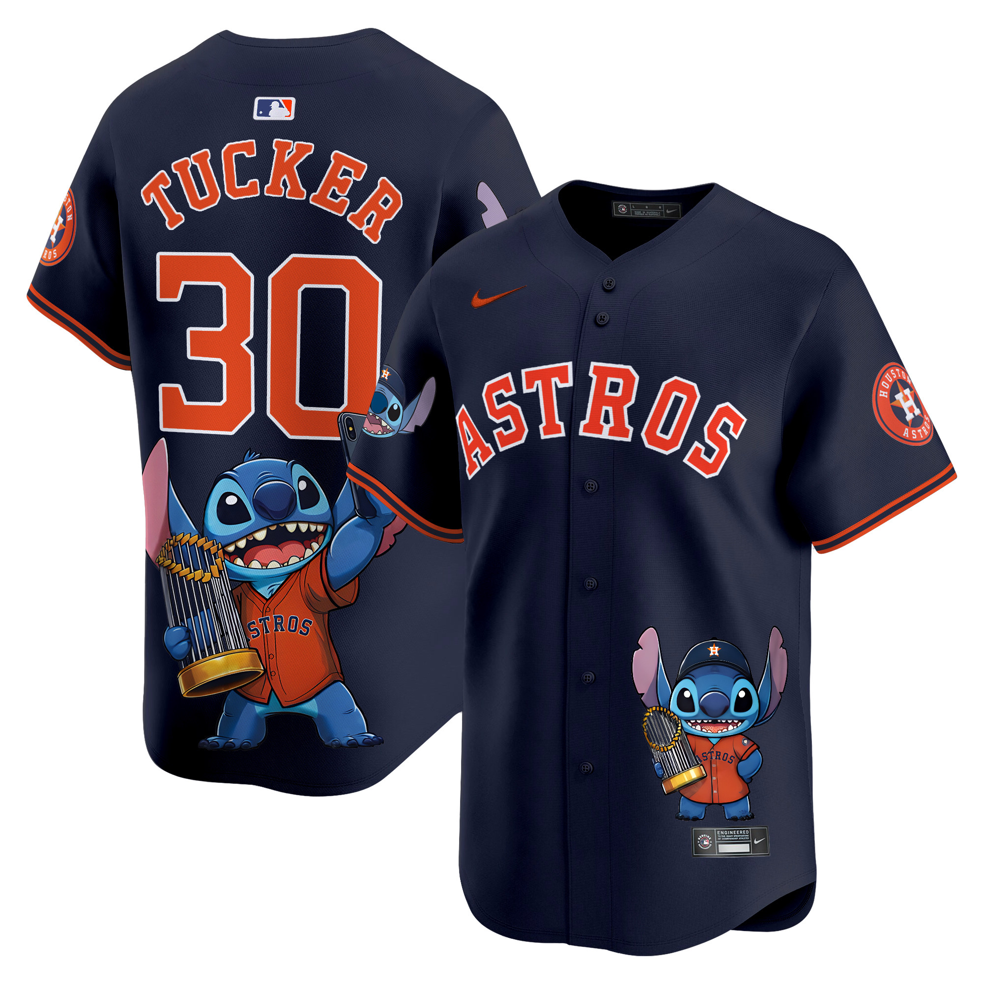Kyle TuckerUnisex Houston Astros Lilo And Stitch Vapor Premier Limited Navy Jersey - Printed