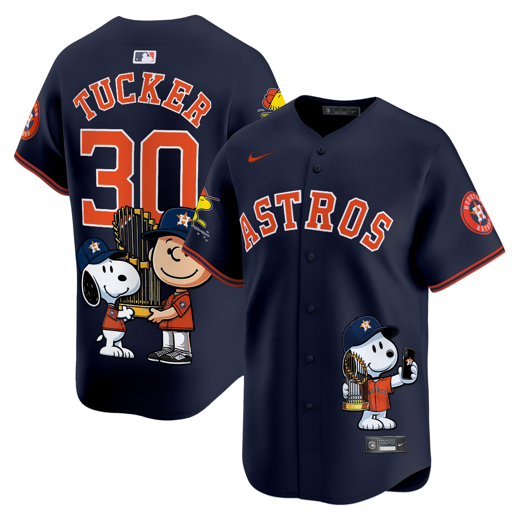 Kyle TuckerUnisex Houston Astros Peanut Snoopy Vapor Premier Limited Navy Jersey - Printed