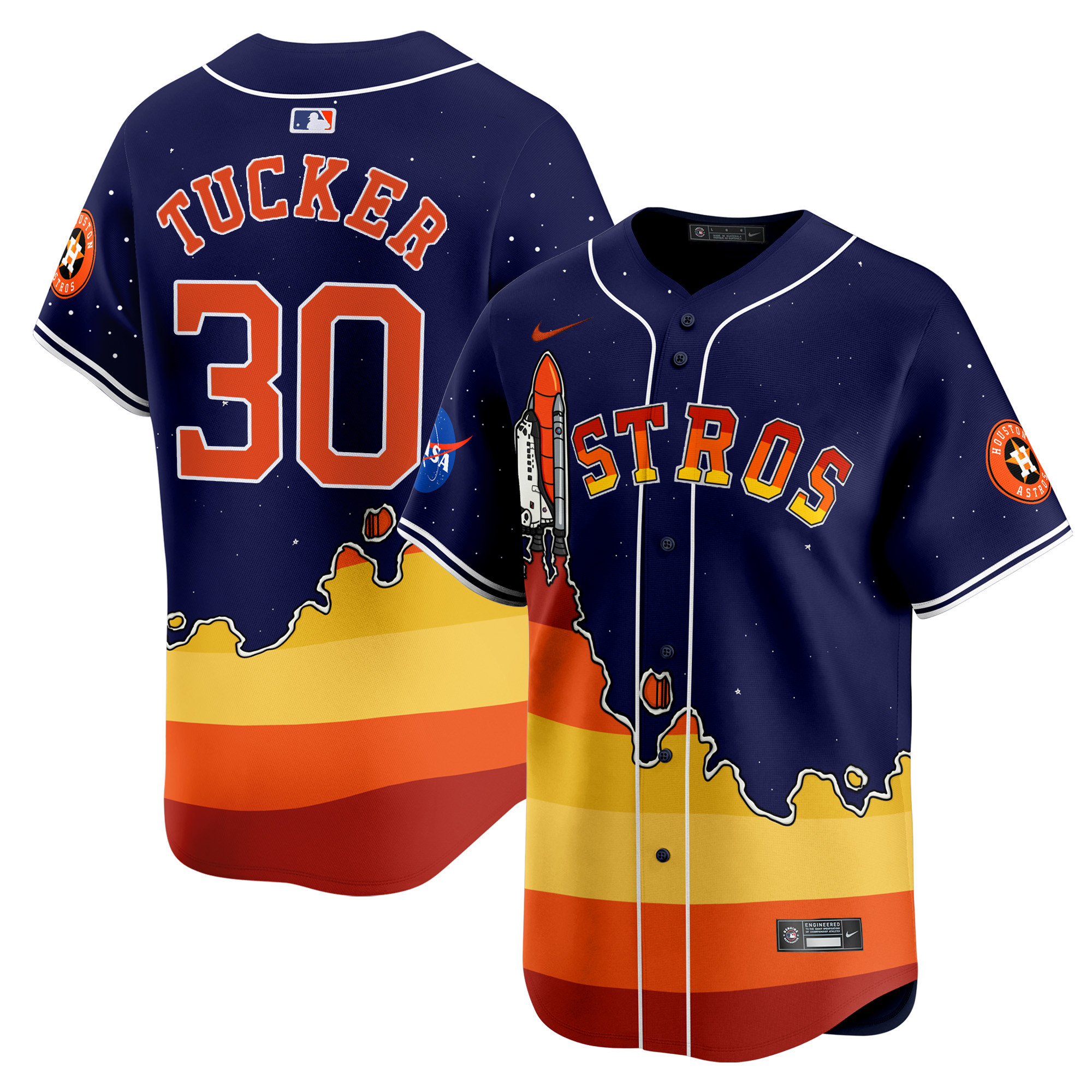Kyle TuckerUnisex Houston Astros Space City and The Rainbow Guts Vapor Premier Limited Navy Jersey - Printed