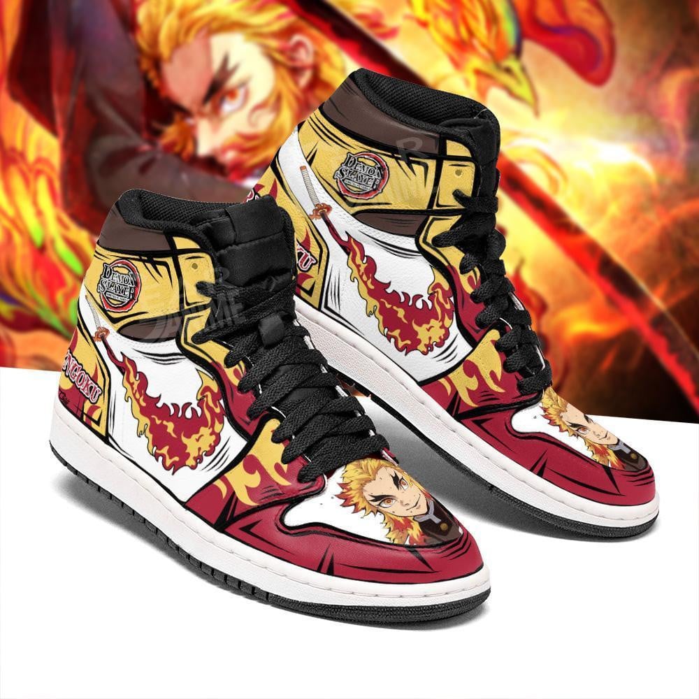Kyojuro Rengoku Flame JD1s Sneakers Demon Slayer Anime Shoes, Air Jordan Hightop