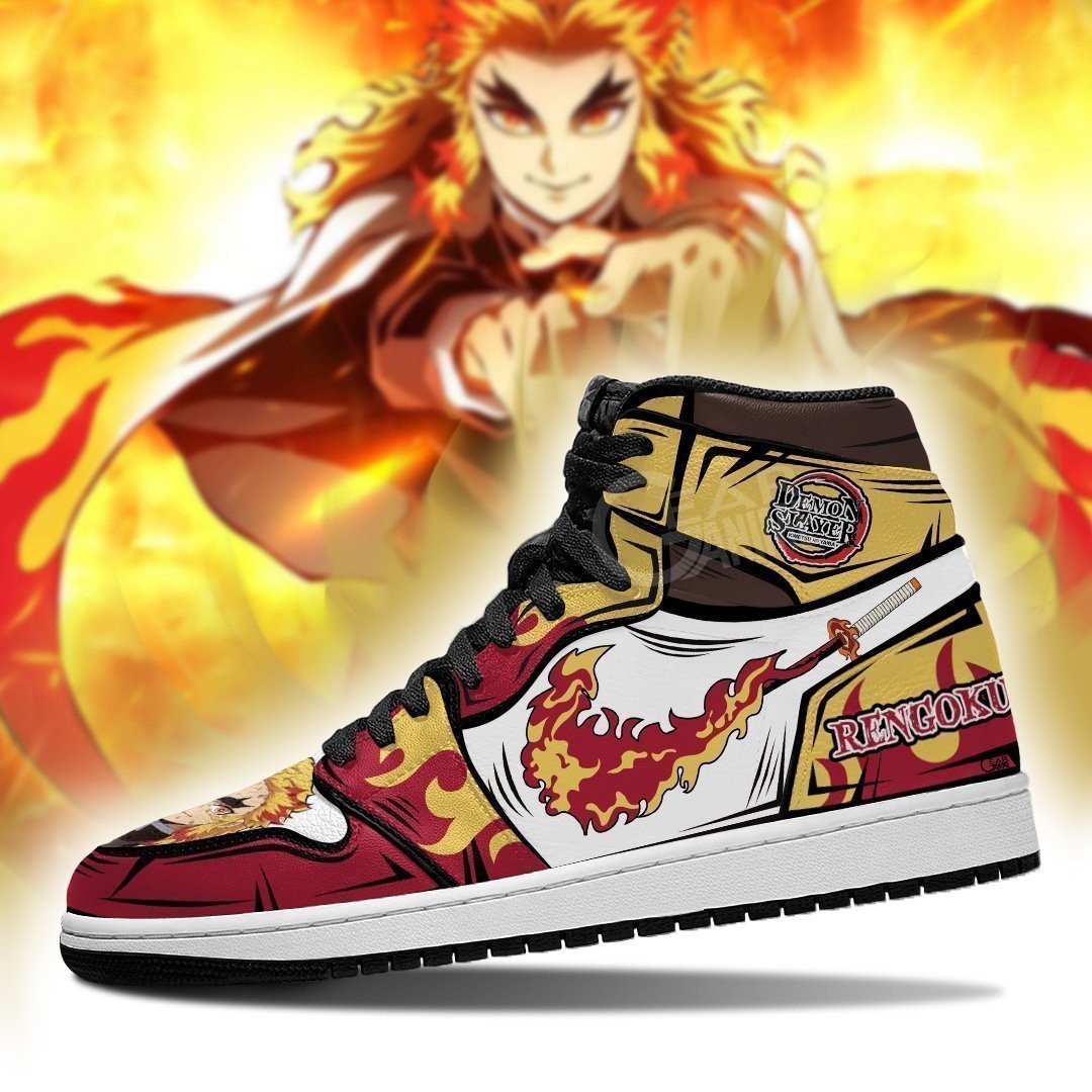 Kyojuro Rengoku Flame JD1s Sneakers Demon Slayer Anime Shoes, Air Jordan Hightop