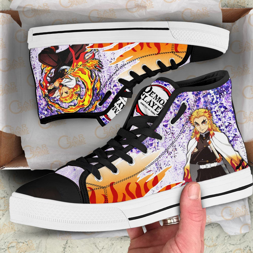 Kyojuro Rengoku High Top Shoes Demon Slayer Sneakers Wisteria Style