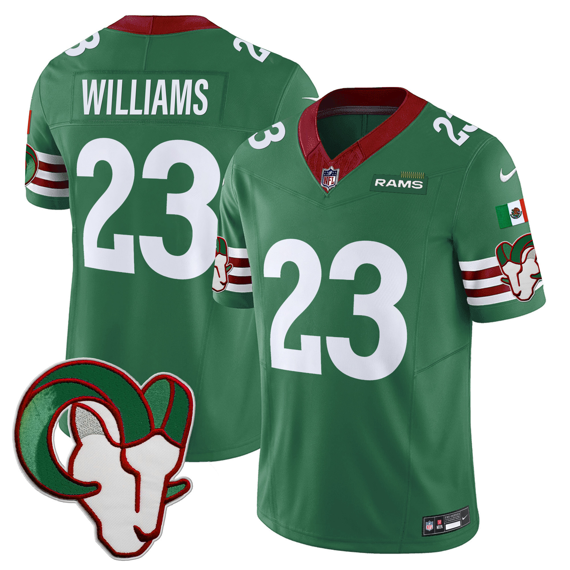 Kyren Williams Men's Los Angeles Rams Mexico Vapor Limited Green Jersey - All Stitched 