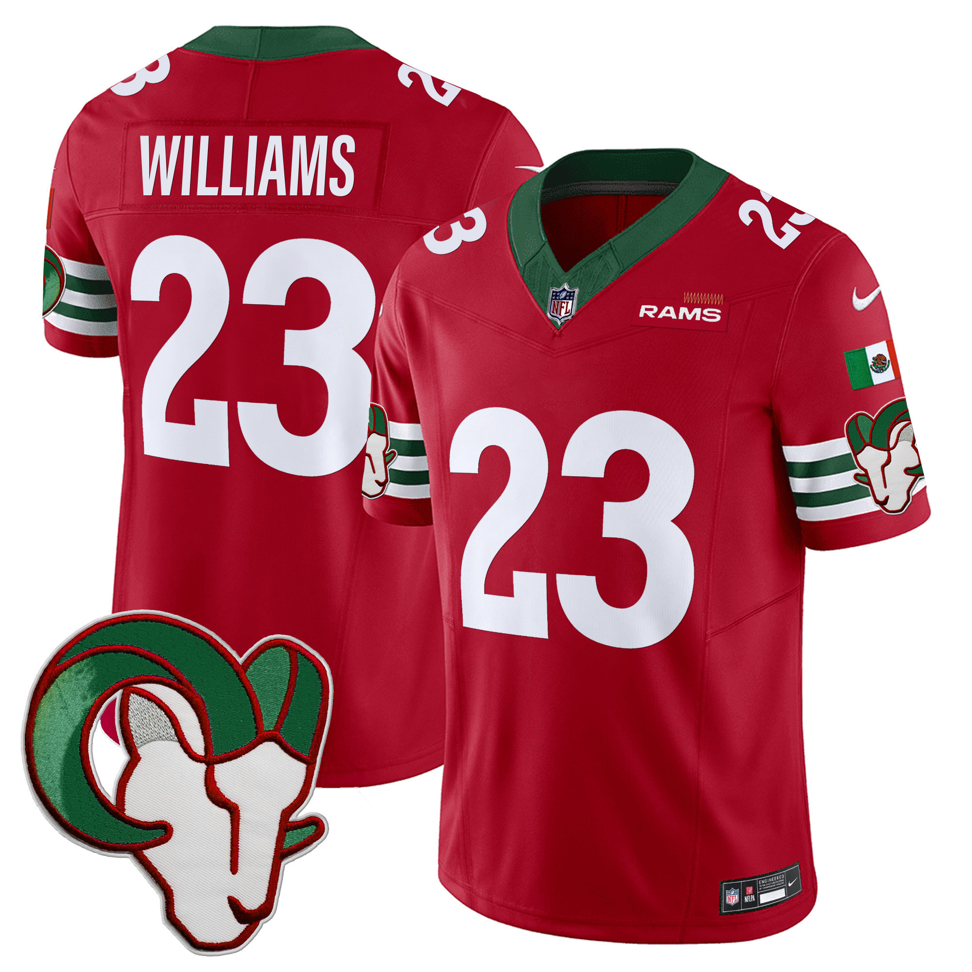 Kyren Williams Men's Los Angeles Rams Mexico Vapor Limited Red Jersey - All Stitched 
