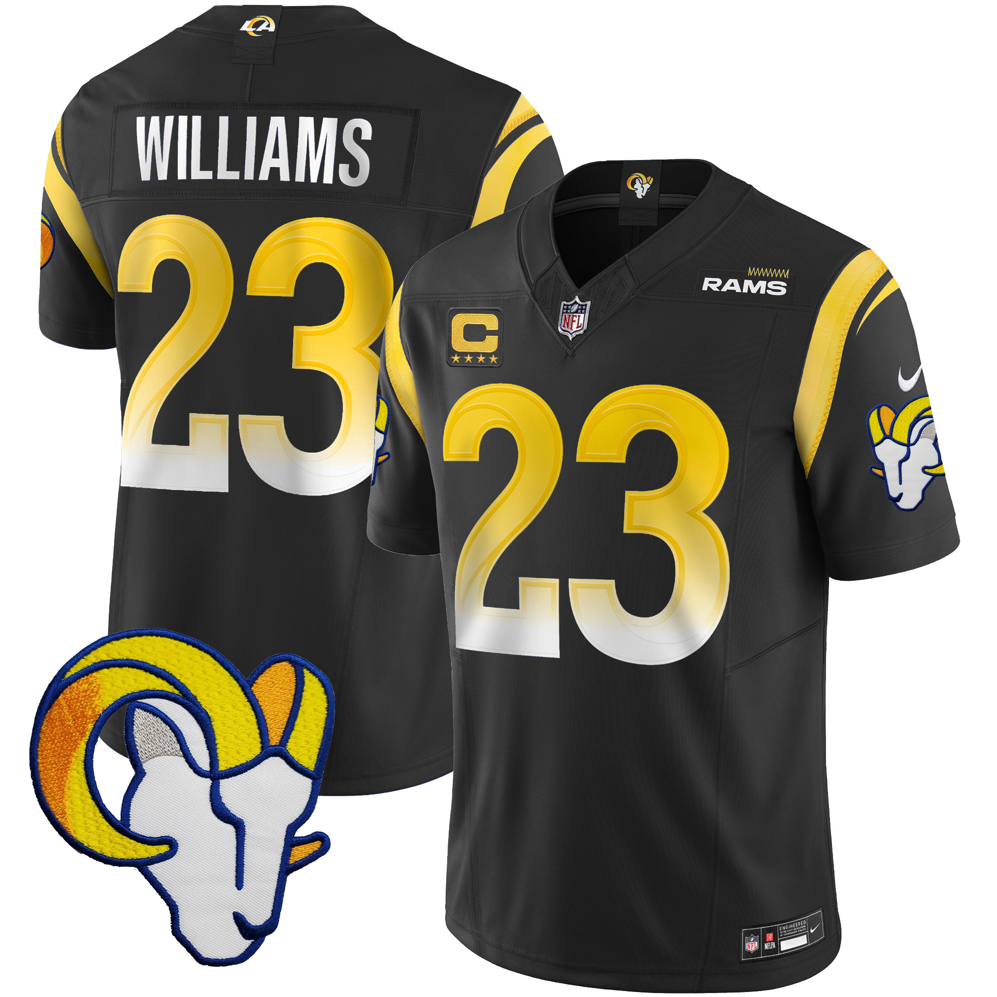 Kyren Williams Men's Los Angeles Rams Vapor Limited Black Jersey - All Stitched 