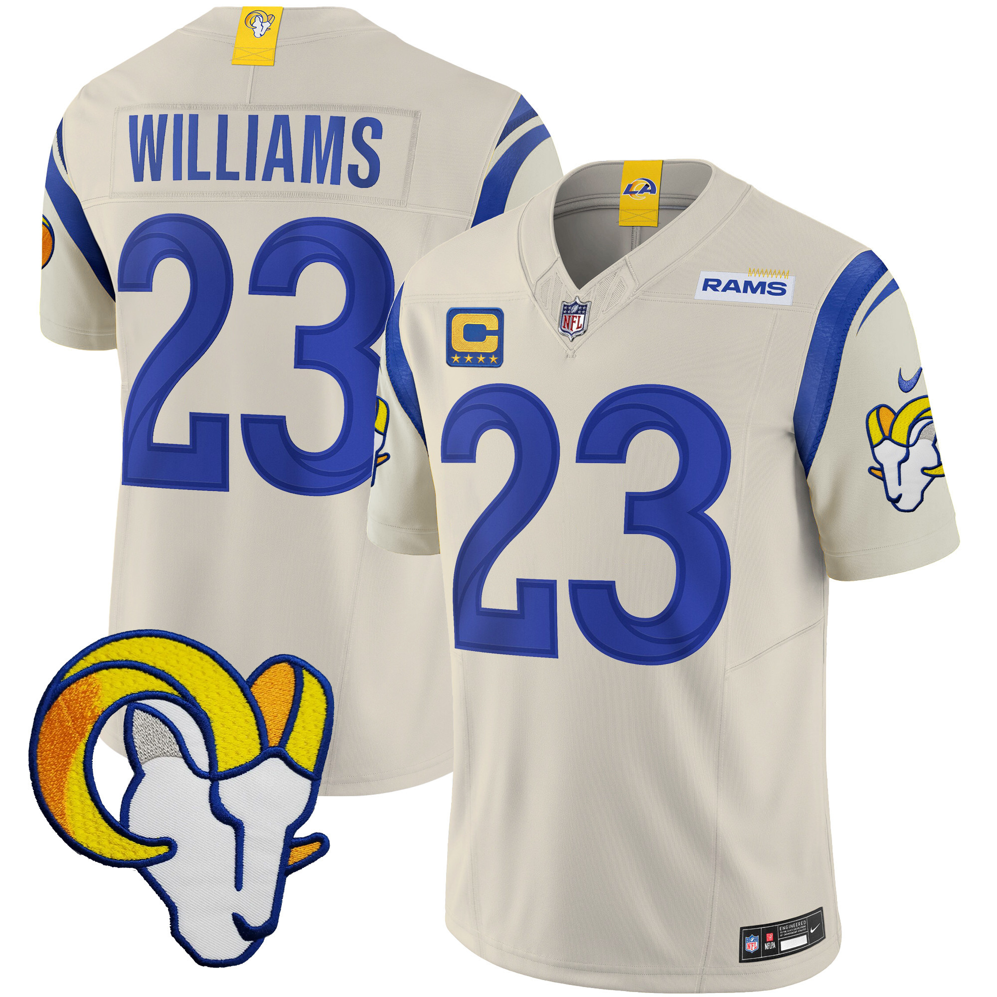 Kyren Williams Men's Los Angeles Rams Vapor Limited Bone Jersey - All Stitched 