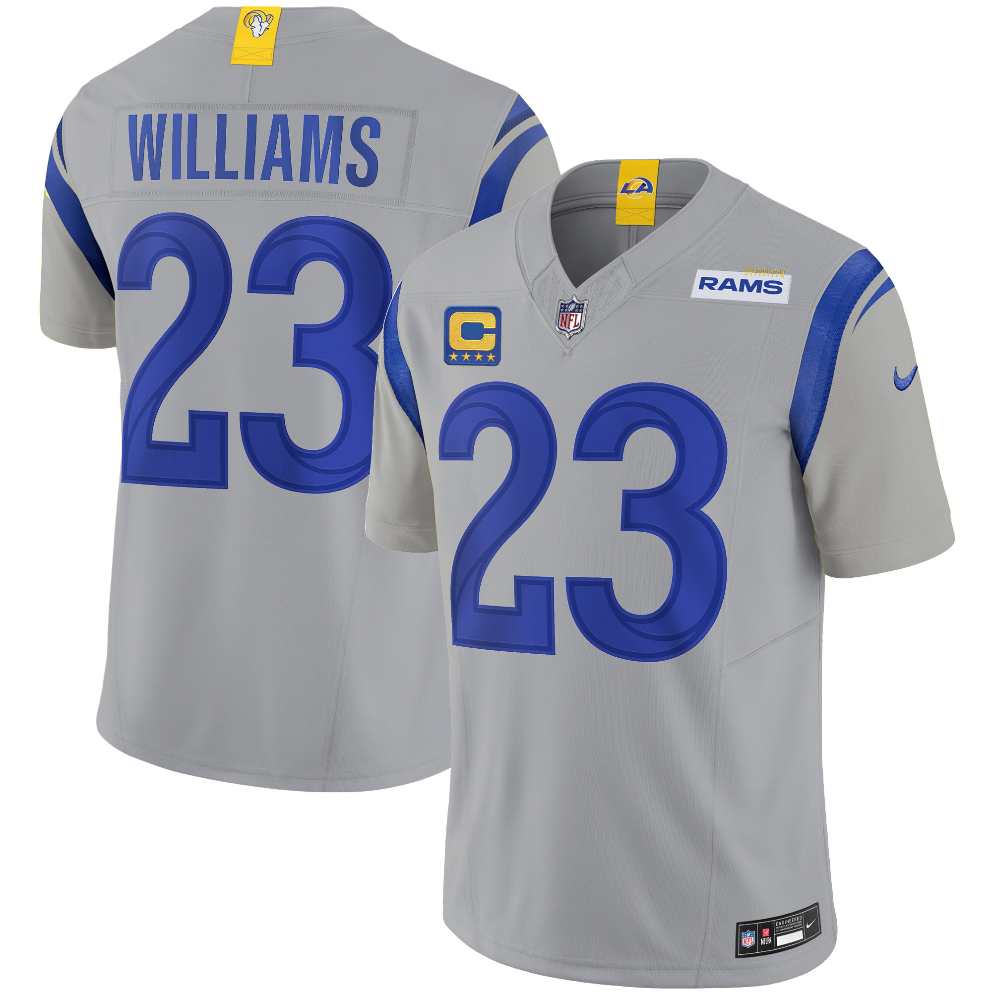 Kyren Williams Men's Los Angeles Rams Vapor Limited Gray Jersey - All Stitched 