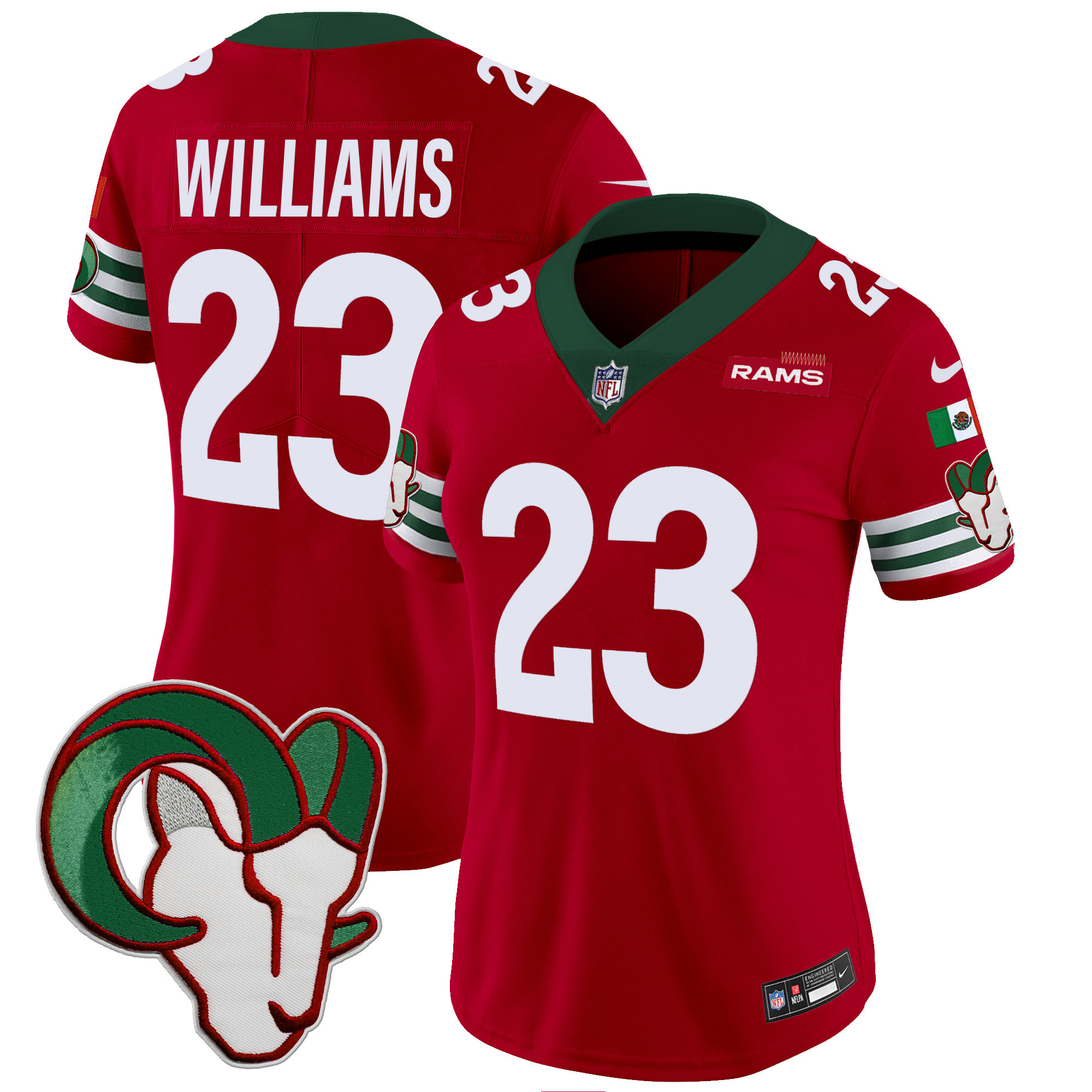 Kyren Williams Women's Los Angeles Rams Mexico Vapor Limited Red Jersey - All Stitched 