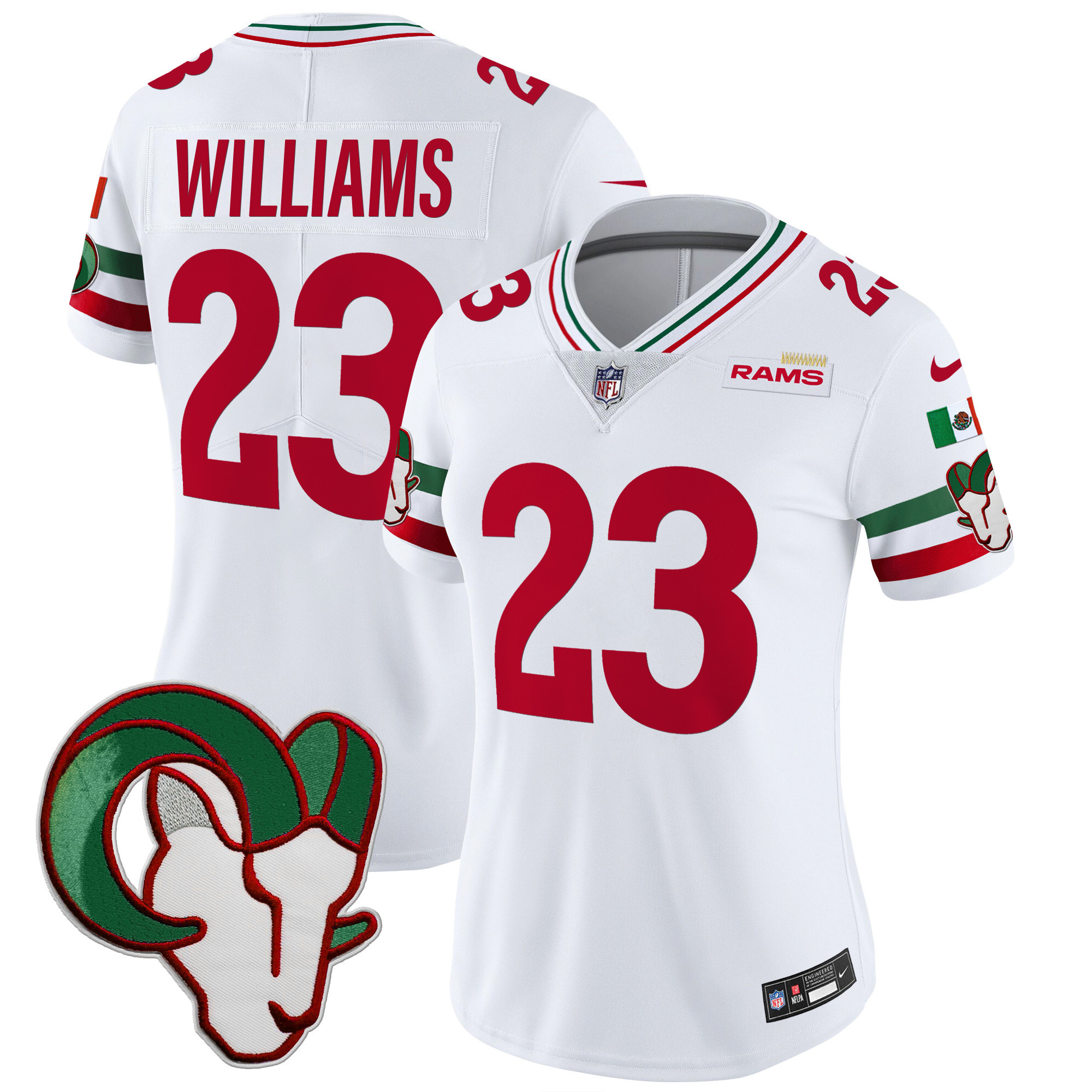 Kyren Williams Women's Los Angeles Rams Mexico Vapor Limited White Jersey - All Stitched 