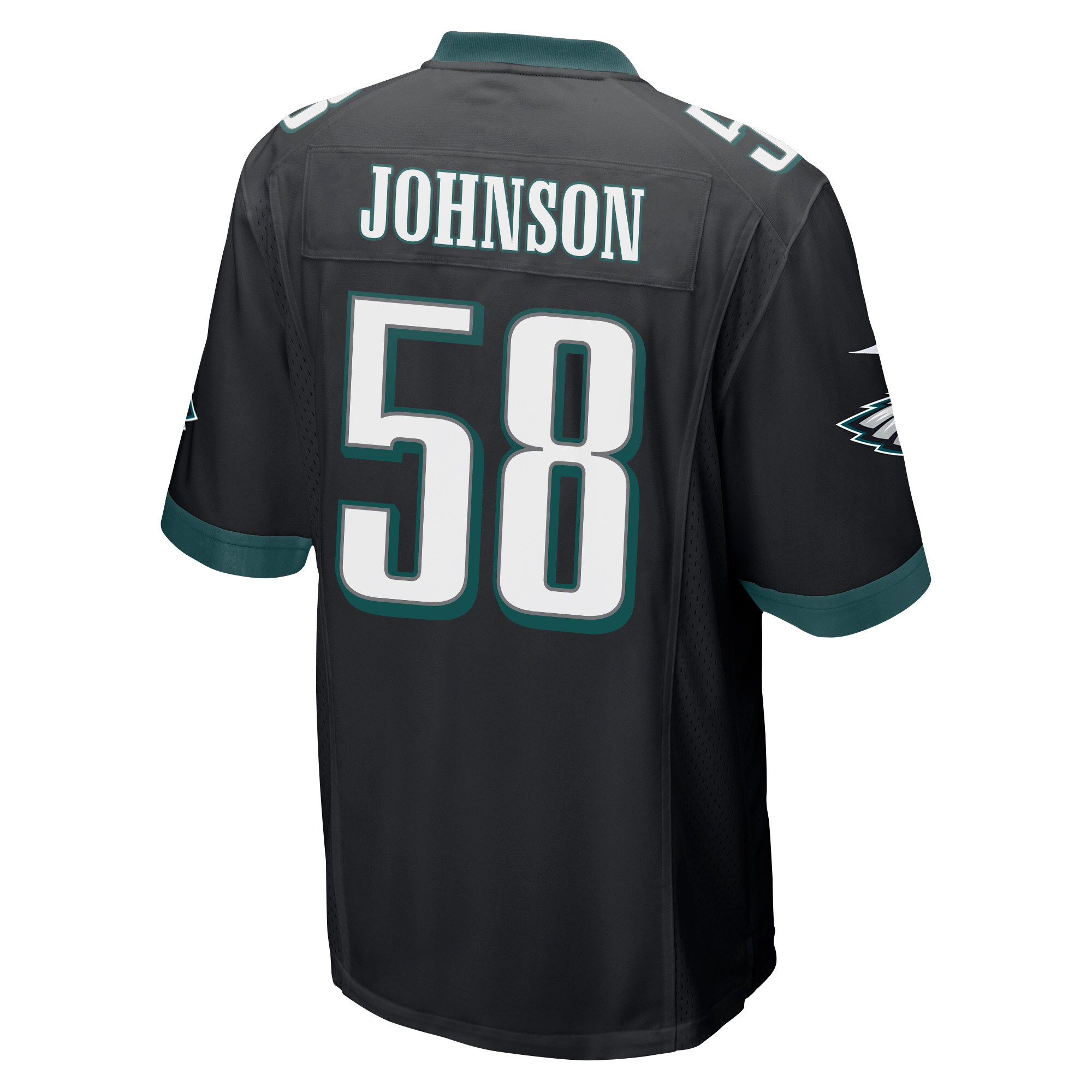 Kyron Johnson 58 Philadelphia Eagles Super Bowl LVII Champions Men Game Stitched Jersey – Black