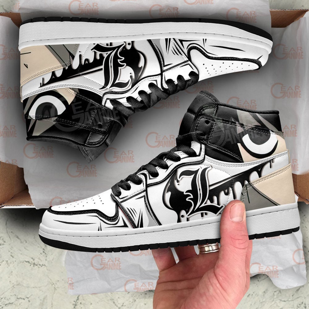 L Lawliet JD1s Sneakers Death Note Anime Shoes, Air Jordan Hightop