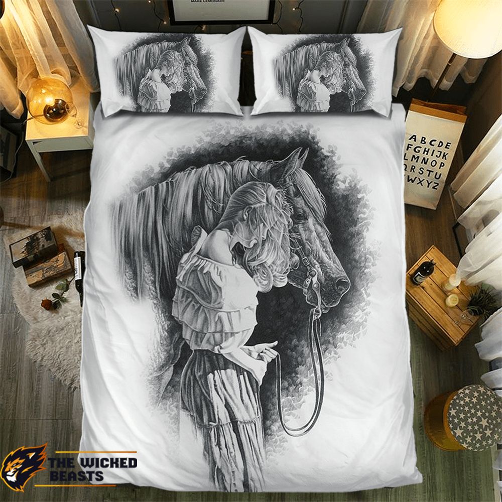 Lady And Her Horse 3D Customized Duvet Cover Bedding Set
