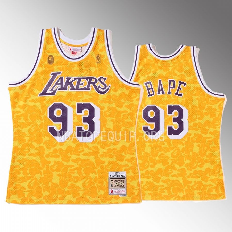 Lakers 2022 BAPE Gold Jersey #93 Camo Tanktop