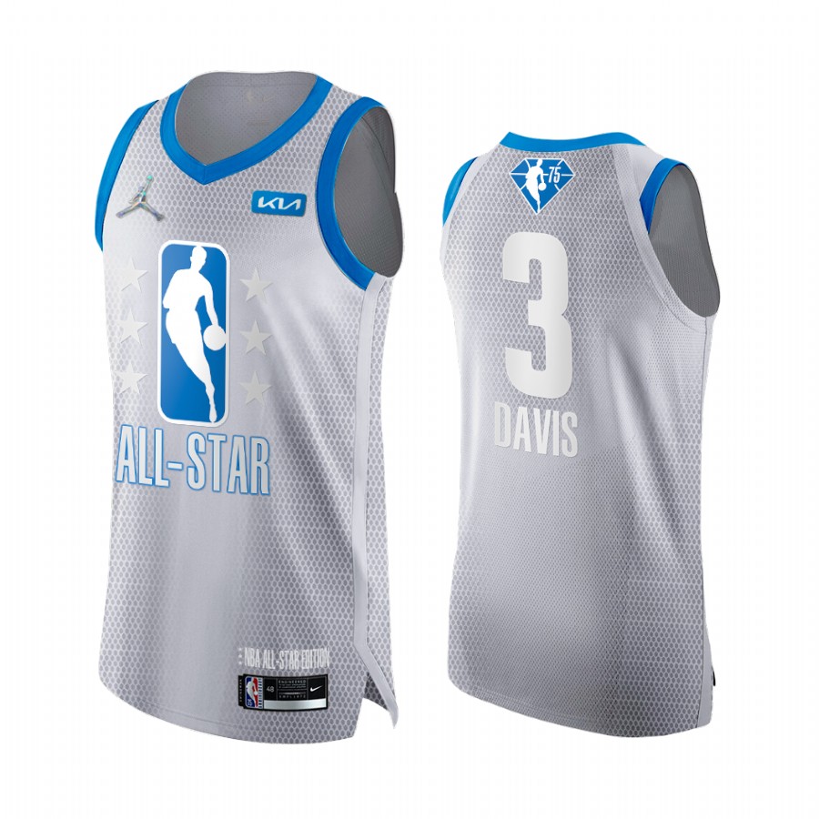 Lakers Anthony Davis 2022 All-Star Jersey Grey Blue NBA 75th Uniform