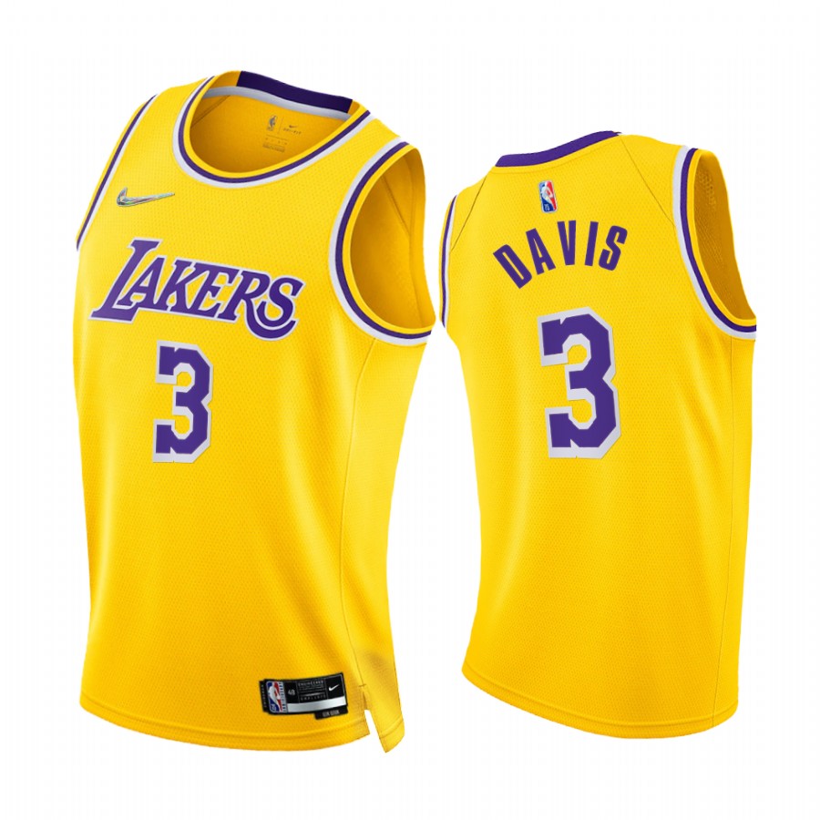Lakers Anthony Davis 75th Diamond Anniversary Gold #3 Jersey 2021-22