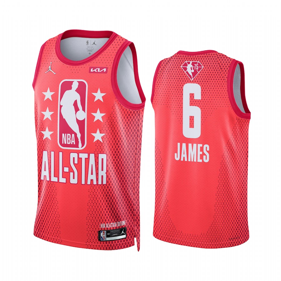 Lakers LeBron James 2022 Cleveland All-Star Jersey Maroon 75th Patch Uniform