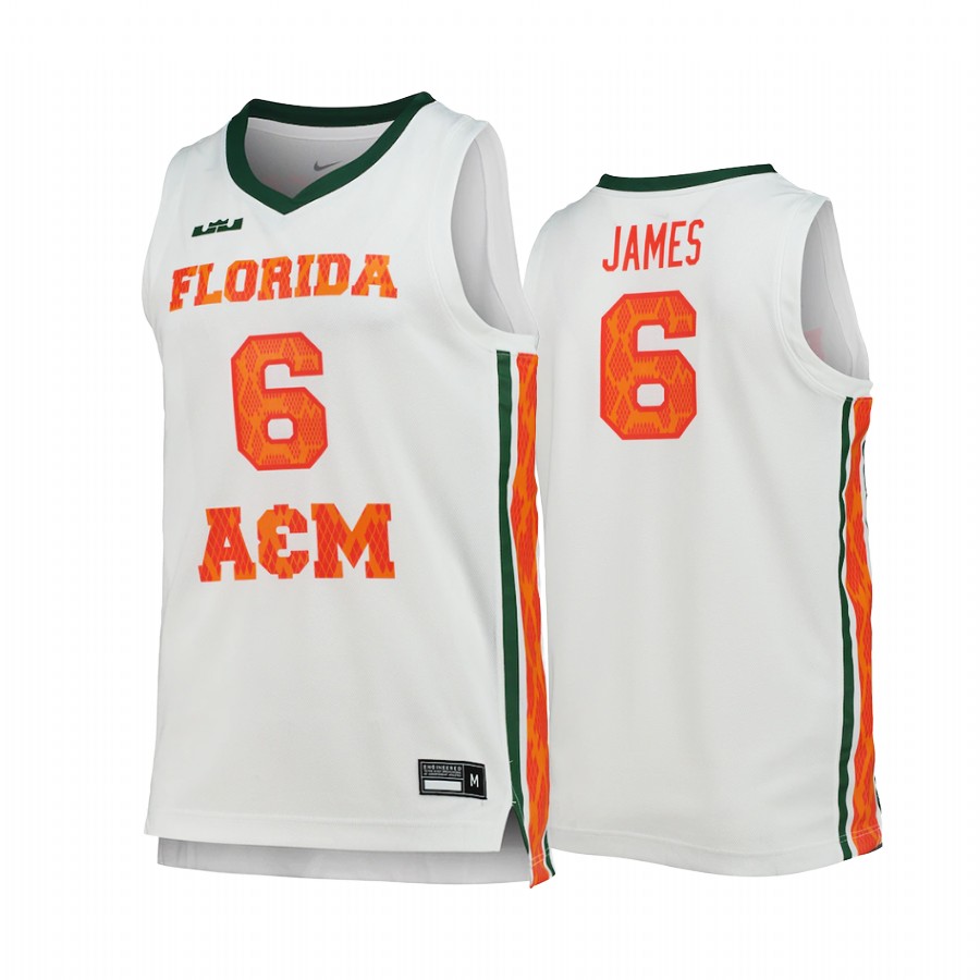Lakers LeBron James Jersey 2022 FAMU Rattlers x King James White College Uniform