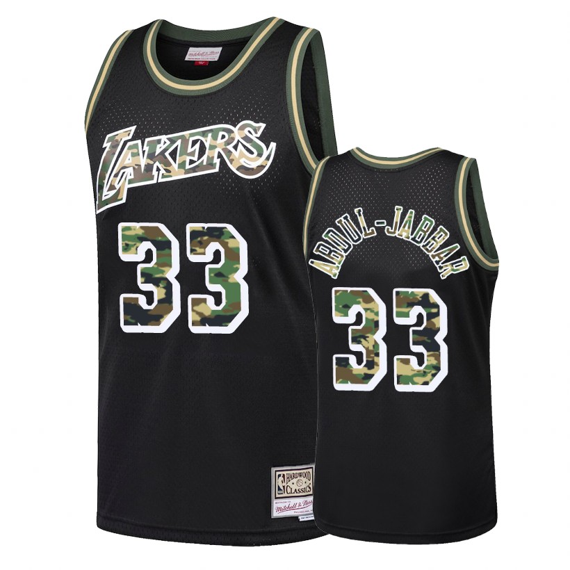 Lakers Male Kareem Abdul-Jabbar #33 Straight Fire Camo Black Jersey
