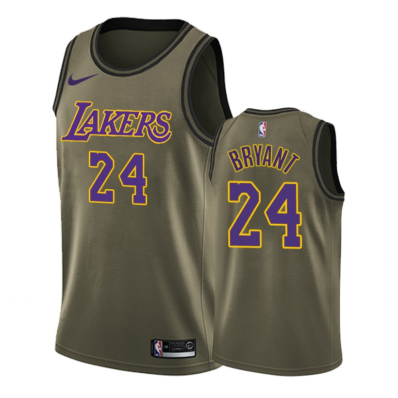 Lakers Male Kobe Bryant #24 Salute to Service Camo Green Jersey