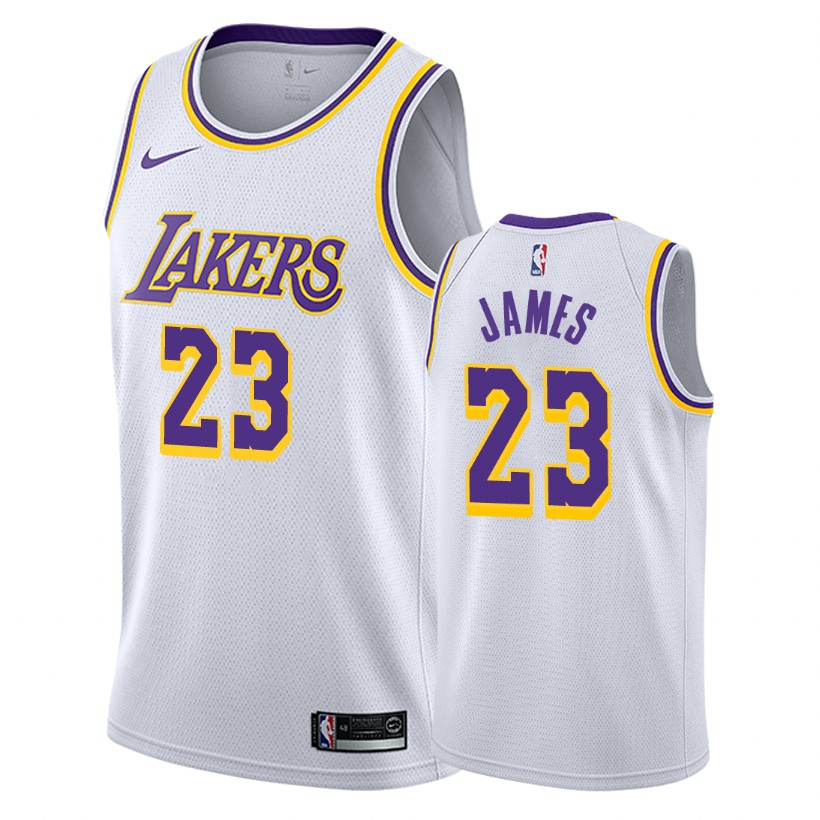 Lakers Male LeBron James #23 2018-19 Association White Jersey