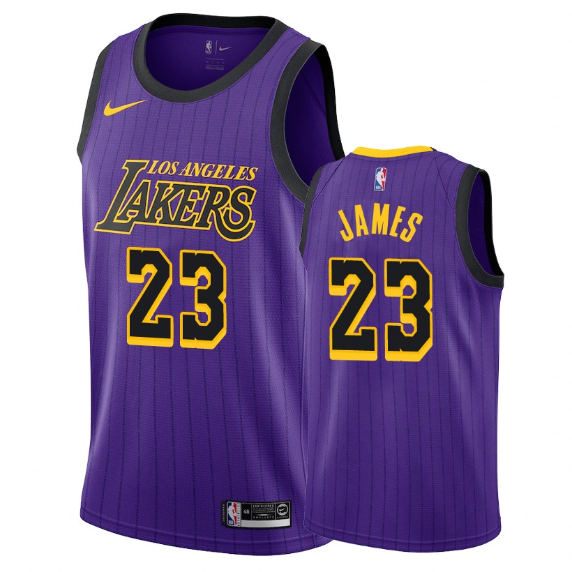 Lakers Male LeBron James #23 2018-19 City Purple Jersey
