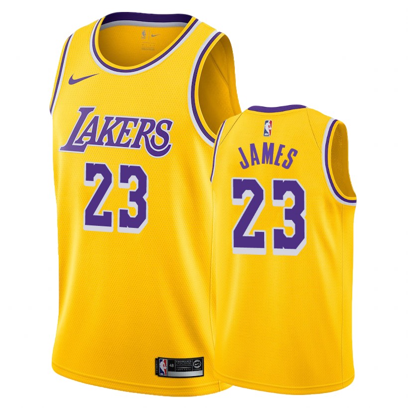 Lakers Male LeBron James #23 2018-19 Icon Gold Jersey