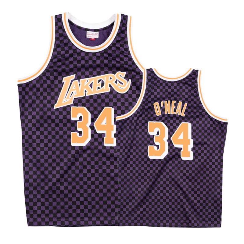 Lakers Male Shaquille O'Neal #34 Checkerboard Purple Jersey