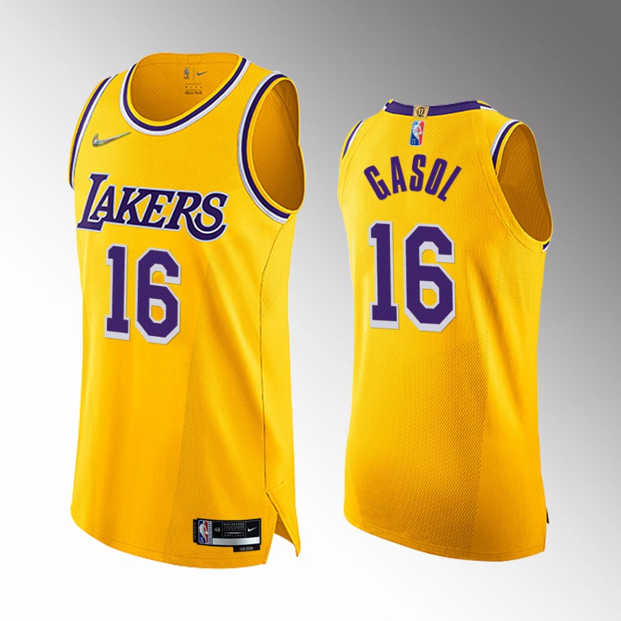Lakers Paul Gasol #16 Gold Retired Number Jersey
