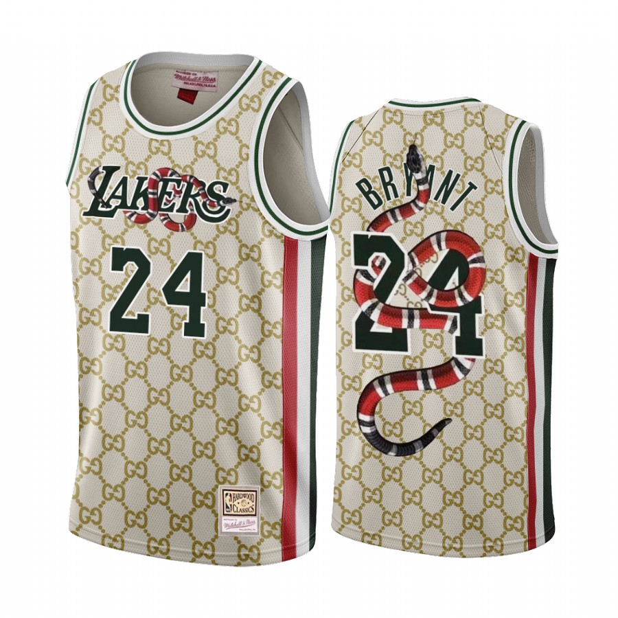 Lakers X Gucci Kobe Bryant Mamba Mentality #24 Yellow Jersey
