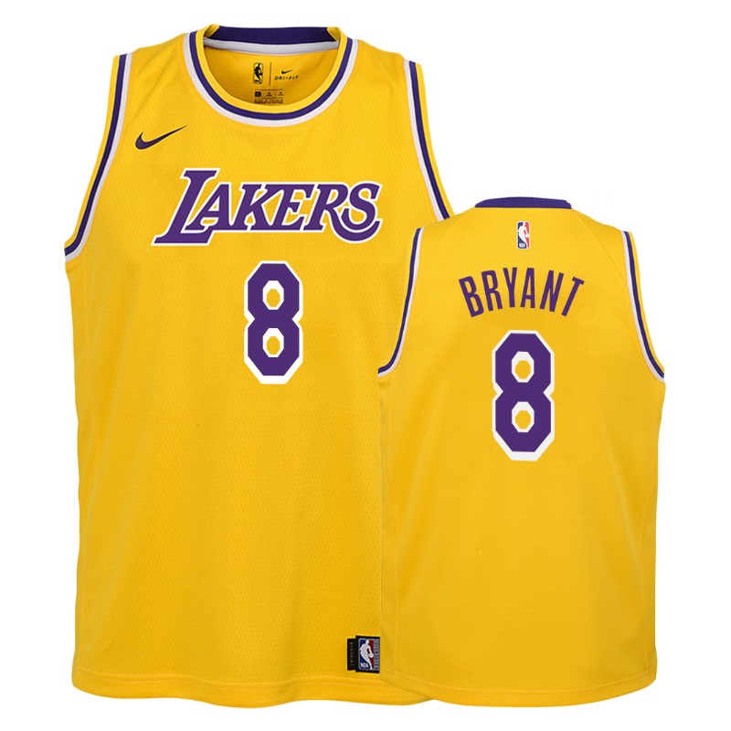 Lakers Youth Kobe Bryant #8 Icon Gold Jersey