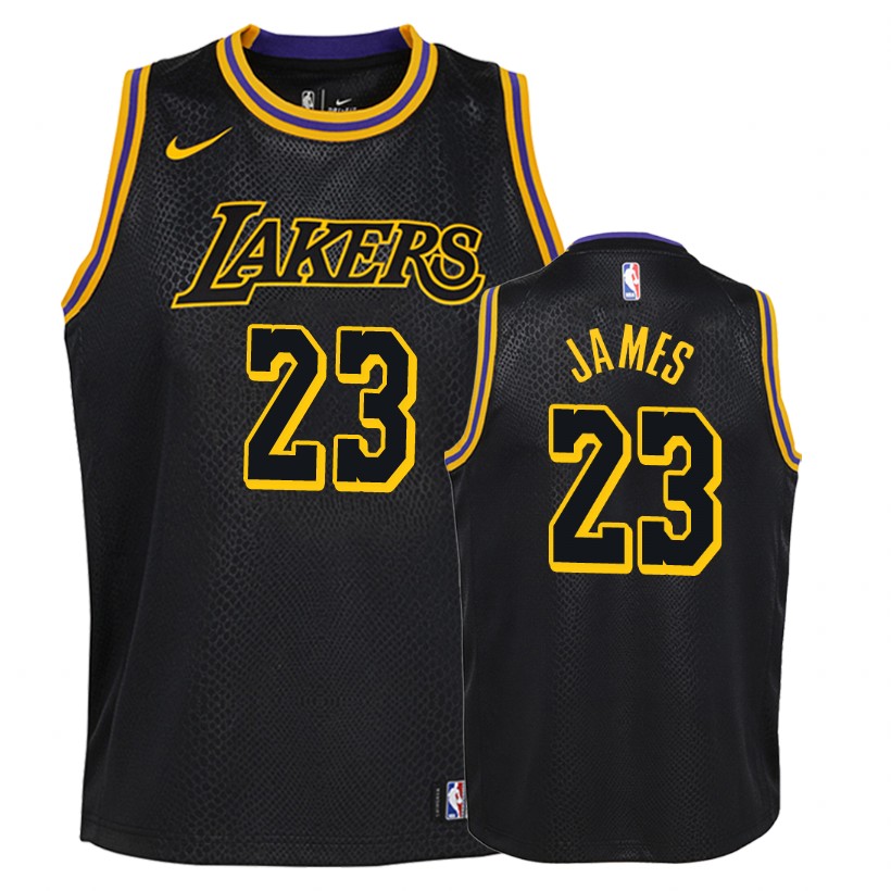 Lakers Youth LeBron James #23 City Black Jersey