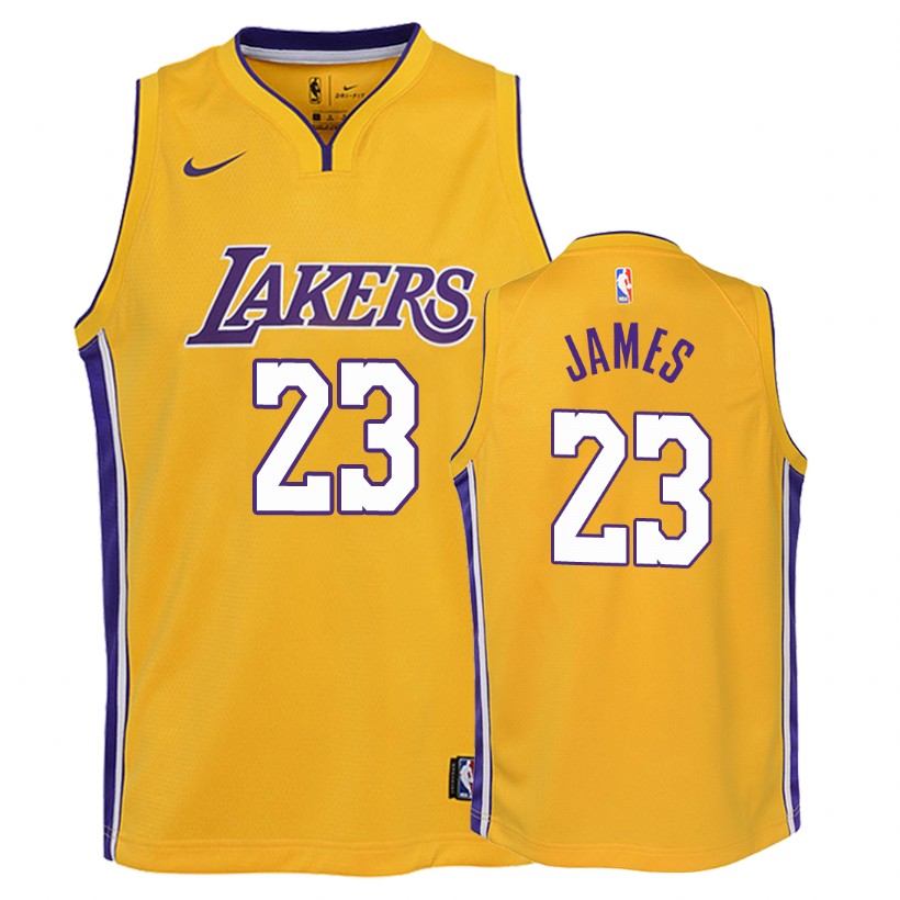 Lakers Youth LeBron James #23 Icon Gold Jersey