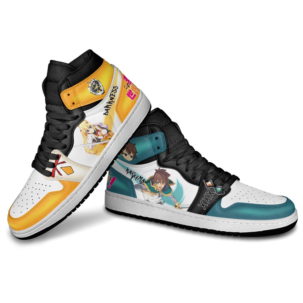 Lalatina Dustiness Ford and Kazuma Satou JD1s Sneakers KonoSuba Anime Shoes, Air Jordan Hightop