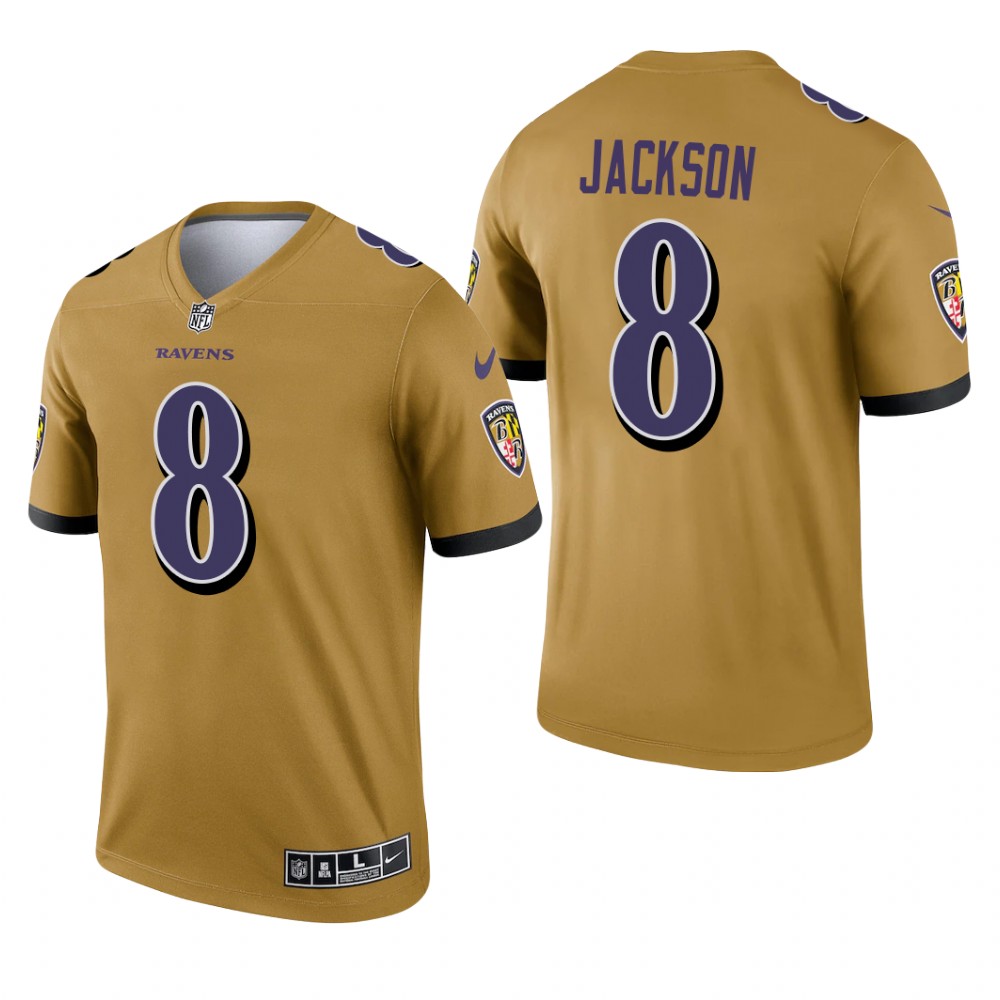 Lamar Jackson Baltimore Ravens Gold Jersey Inverted Legend - Men's